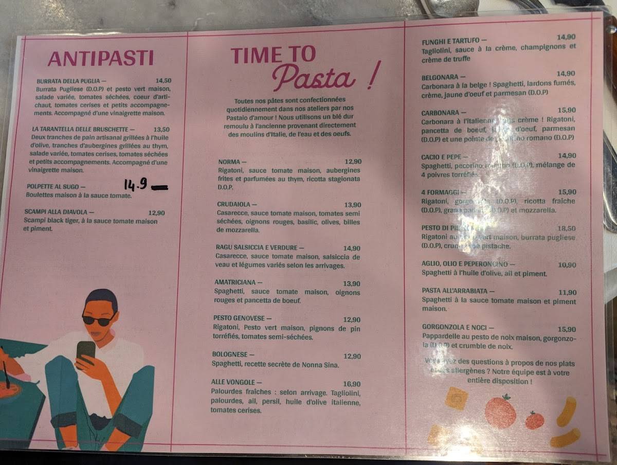 Menu de SINA PASTA - FOREST