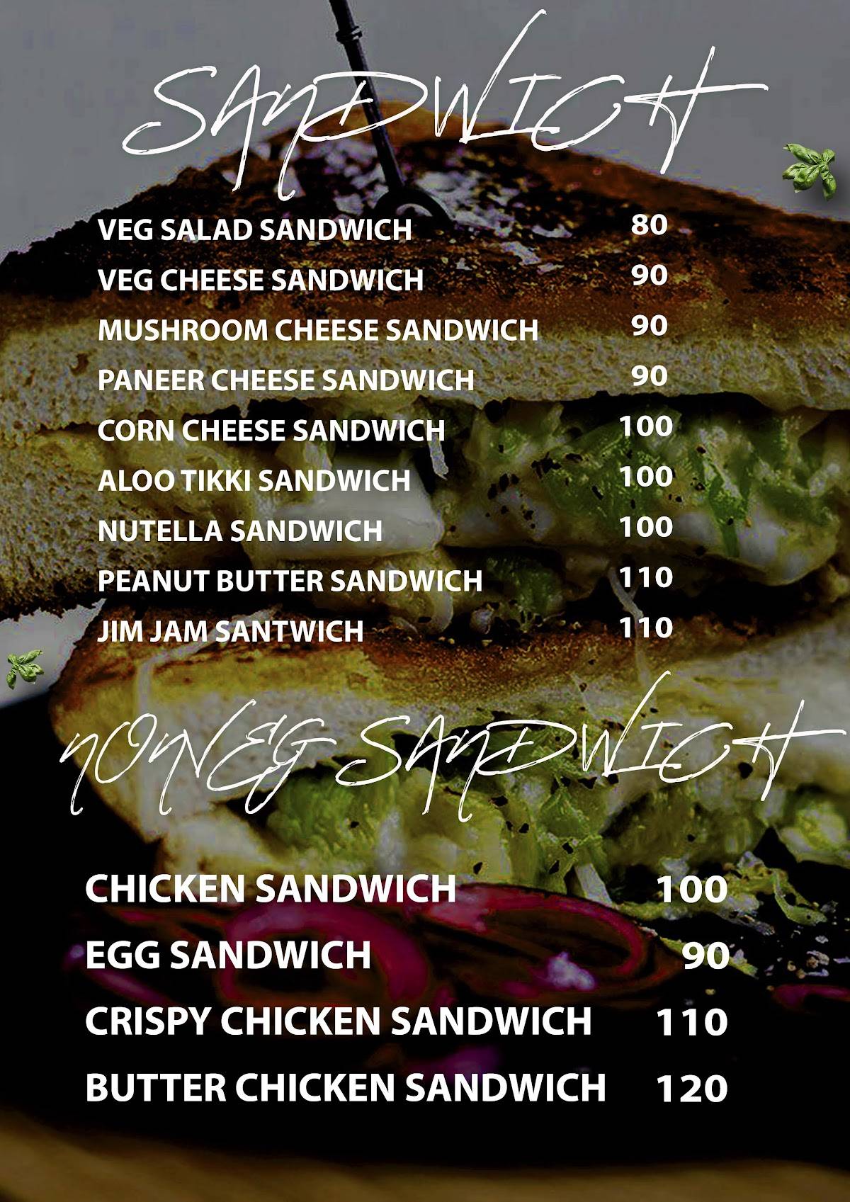 SIP N BITE menu