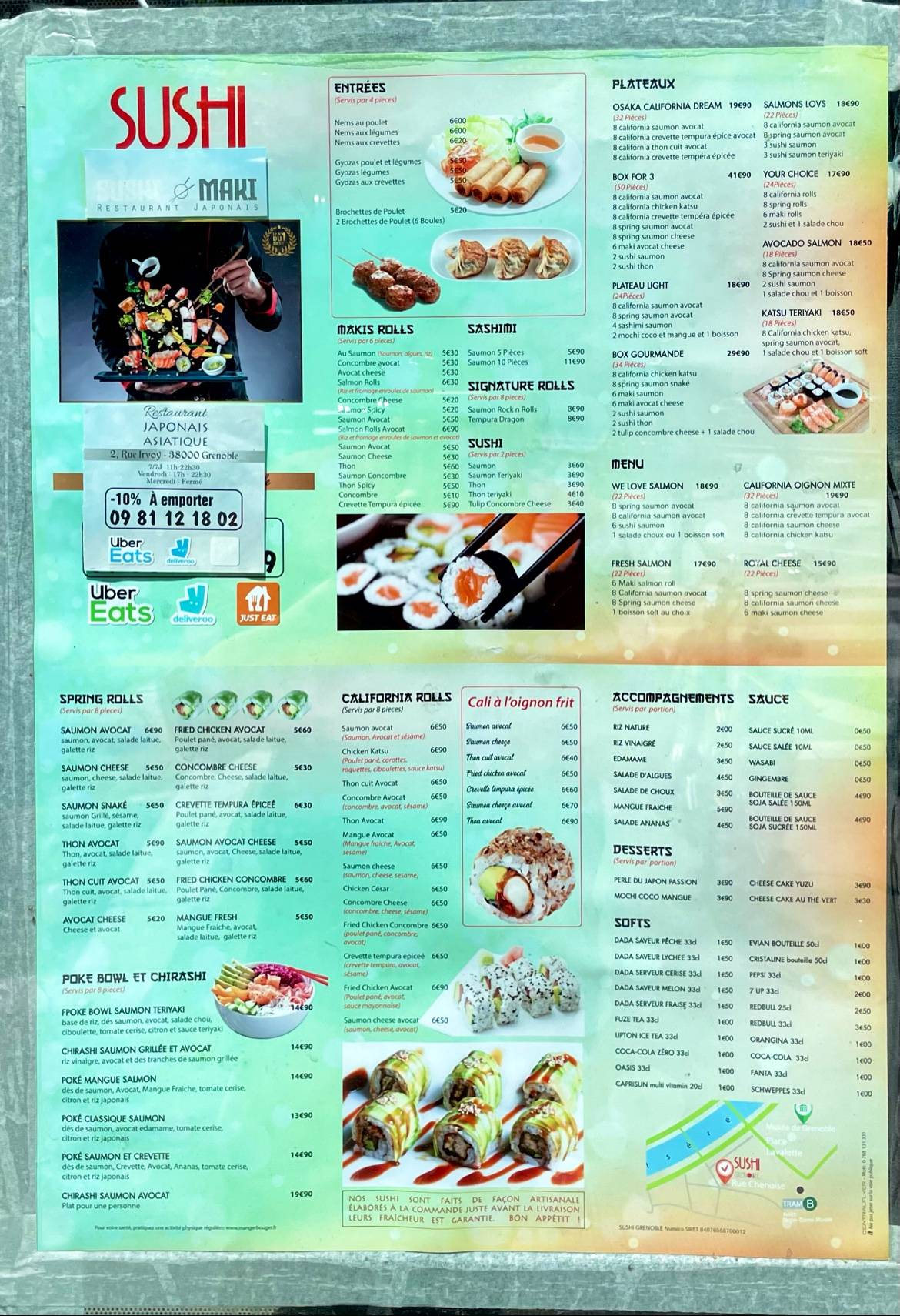 Menu de SUSHI MAKI - restaurant Japonais Grenoble