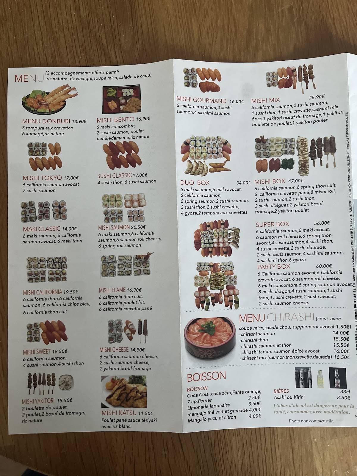 Menu de SUSHI MISHI
