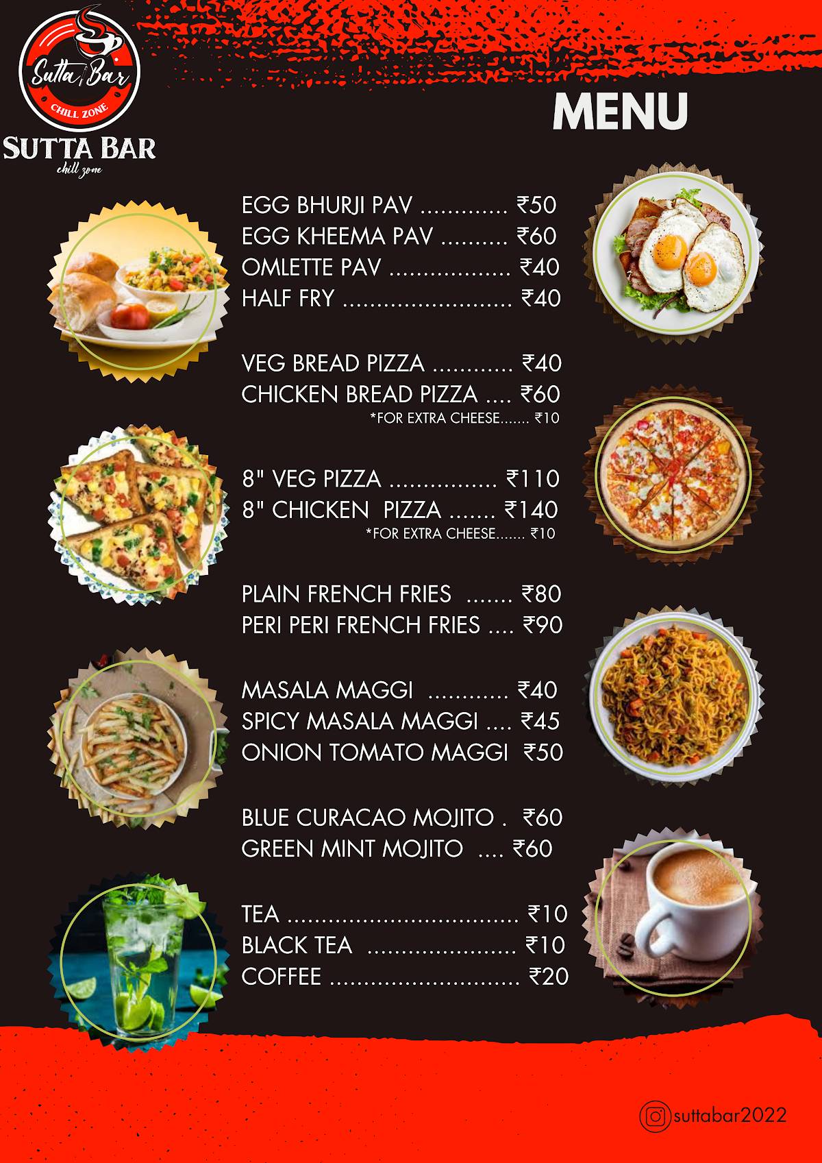 SUTTA BAR menu