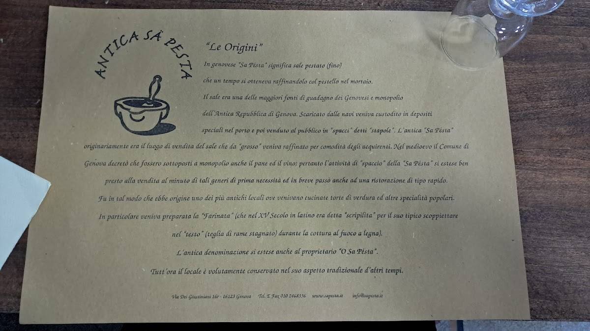 Menu di Sà Pesta 