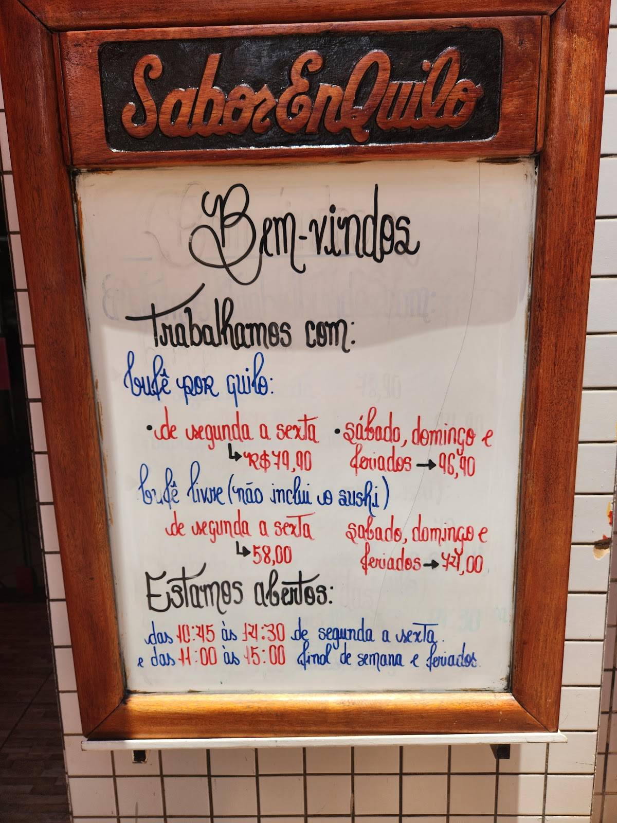 Sabor Enquilo Restaurante cardápio