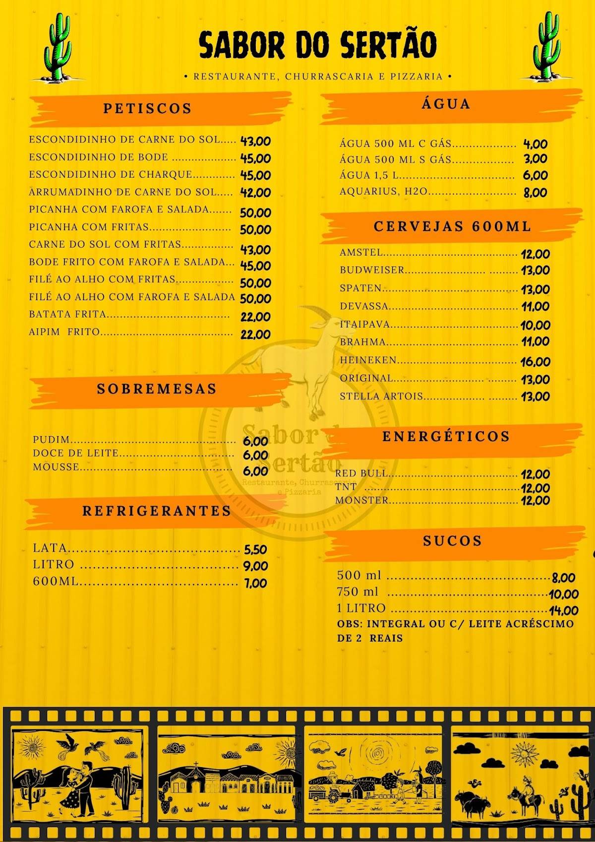 Sabor do sertão restaurante cardápio