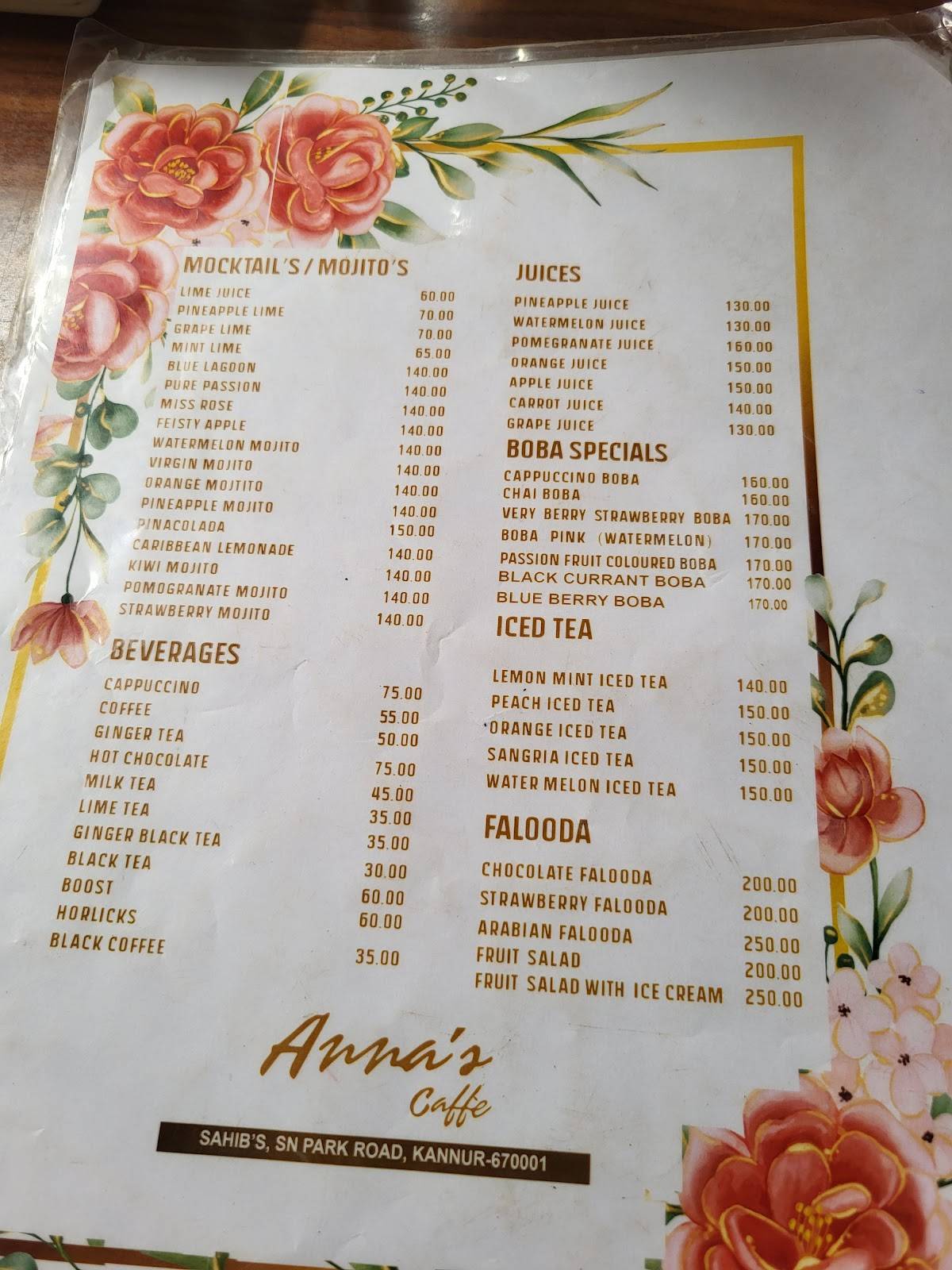 Sahib's Grill Kitchen menu