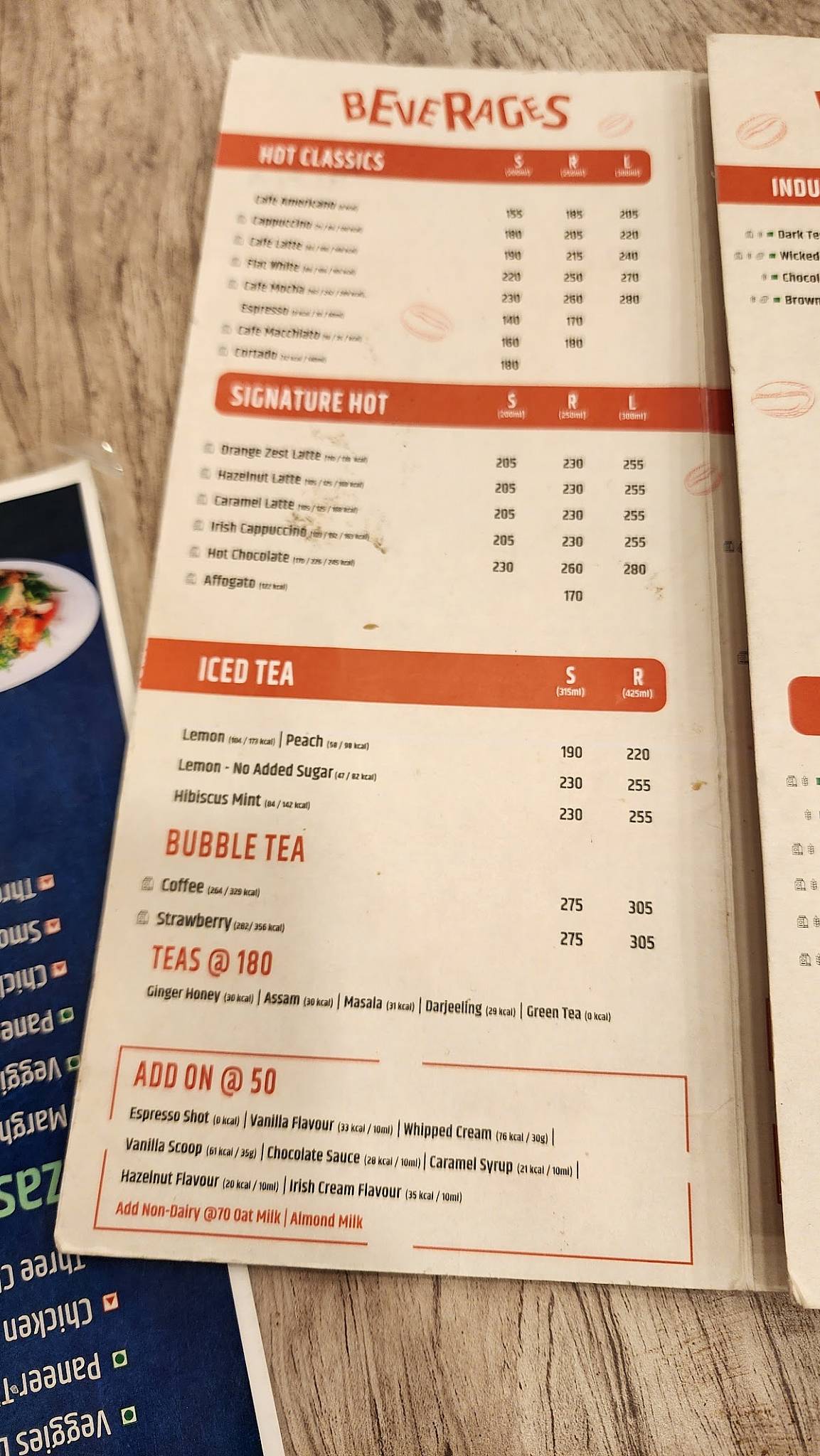 Barista menu