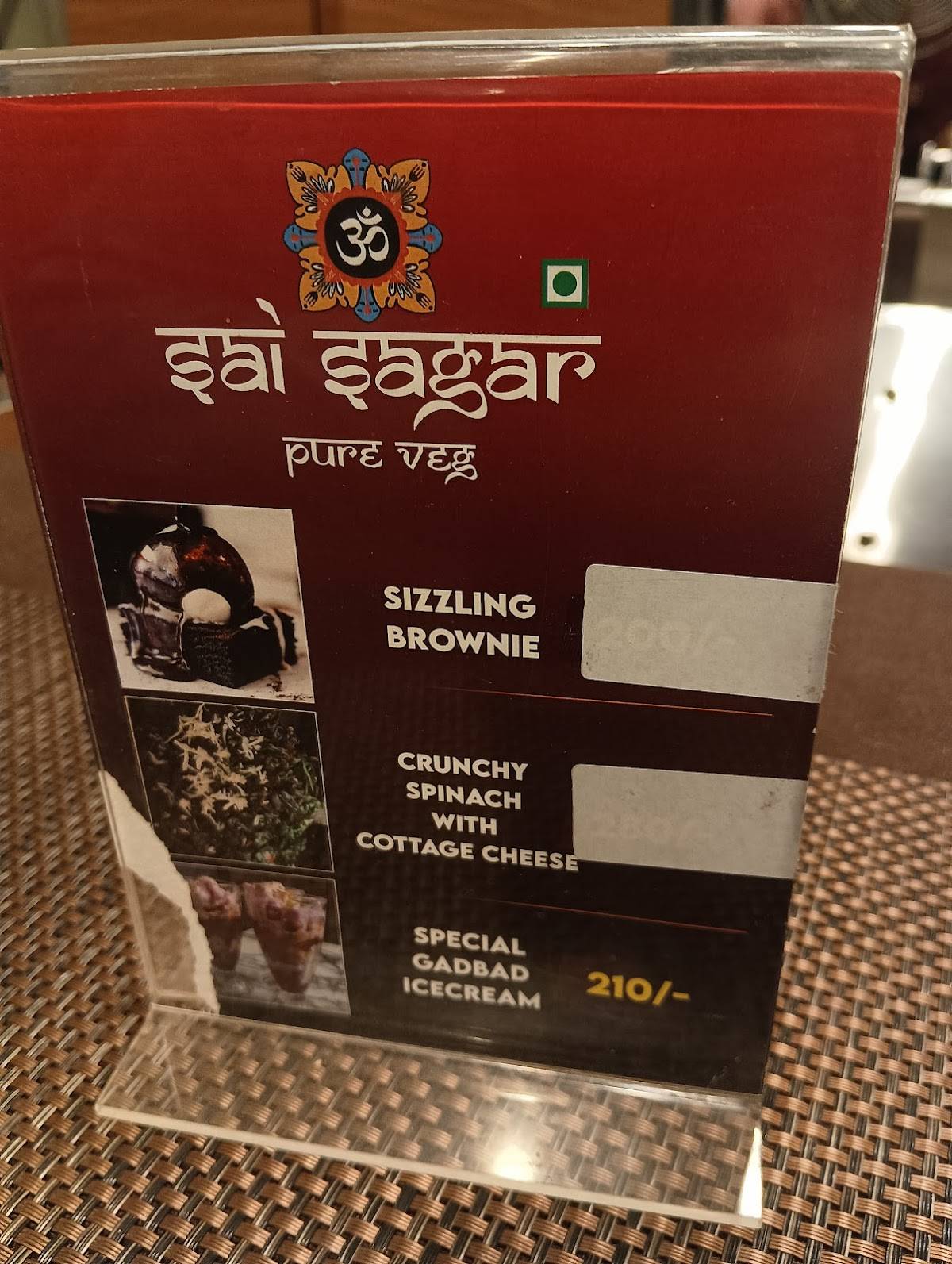 Sai Sagar Pure Veg Restaurant menu