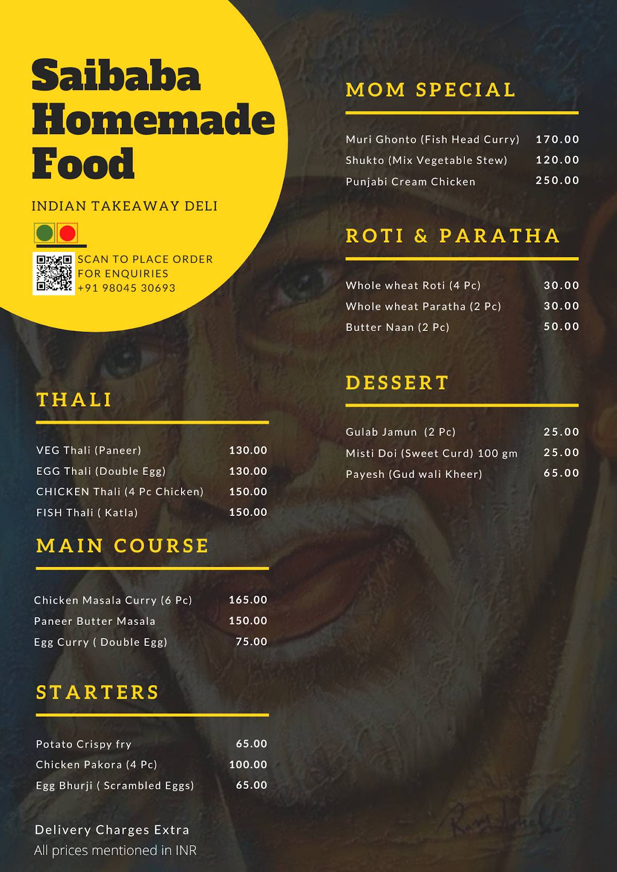 Saibaba Homemade Food menu