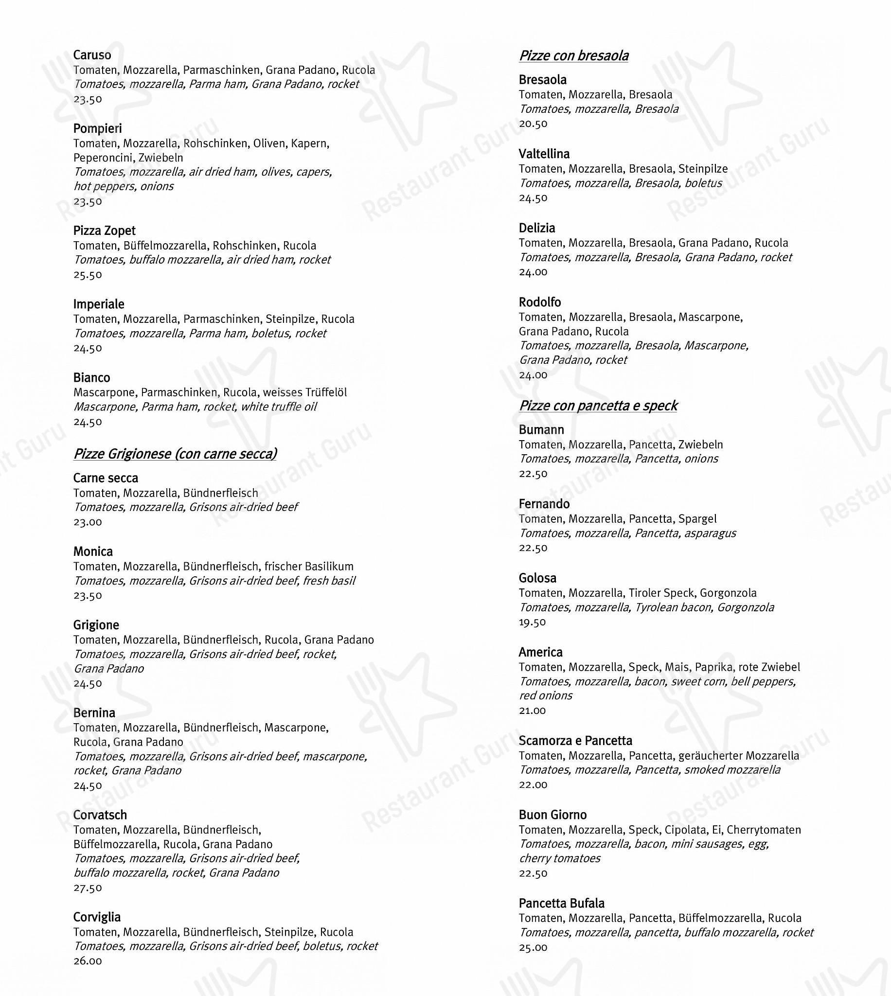 Group Booking Menu per CARUSO – Pizza & Pasta in San Maurizio