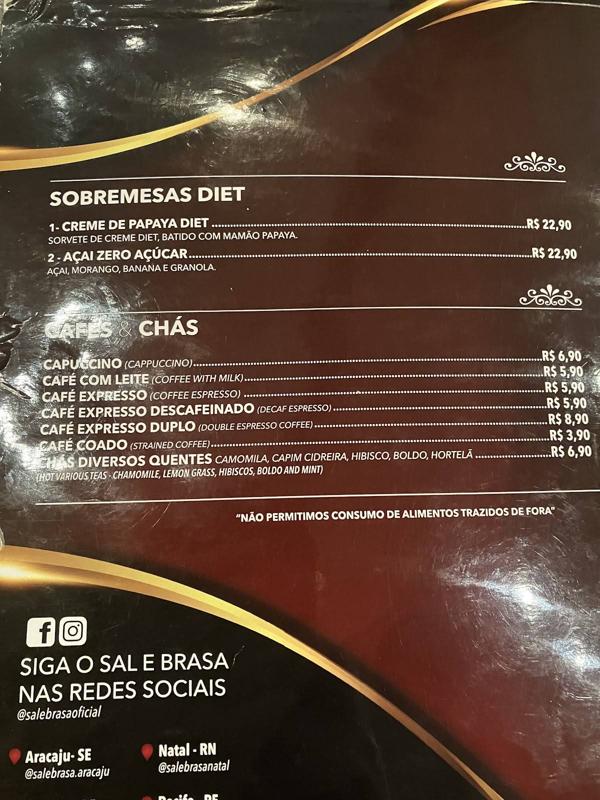 Sal e Brasa Natal cardápio