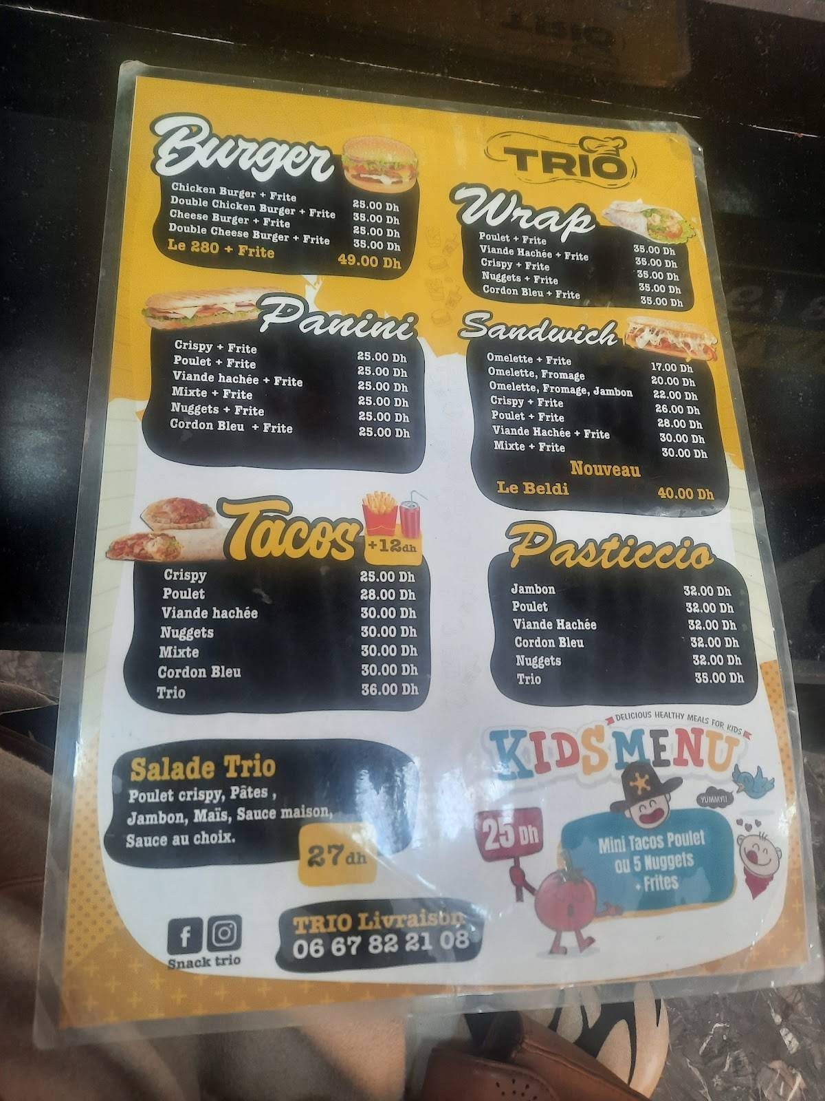Menu de Snack Trio