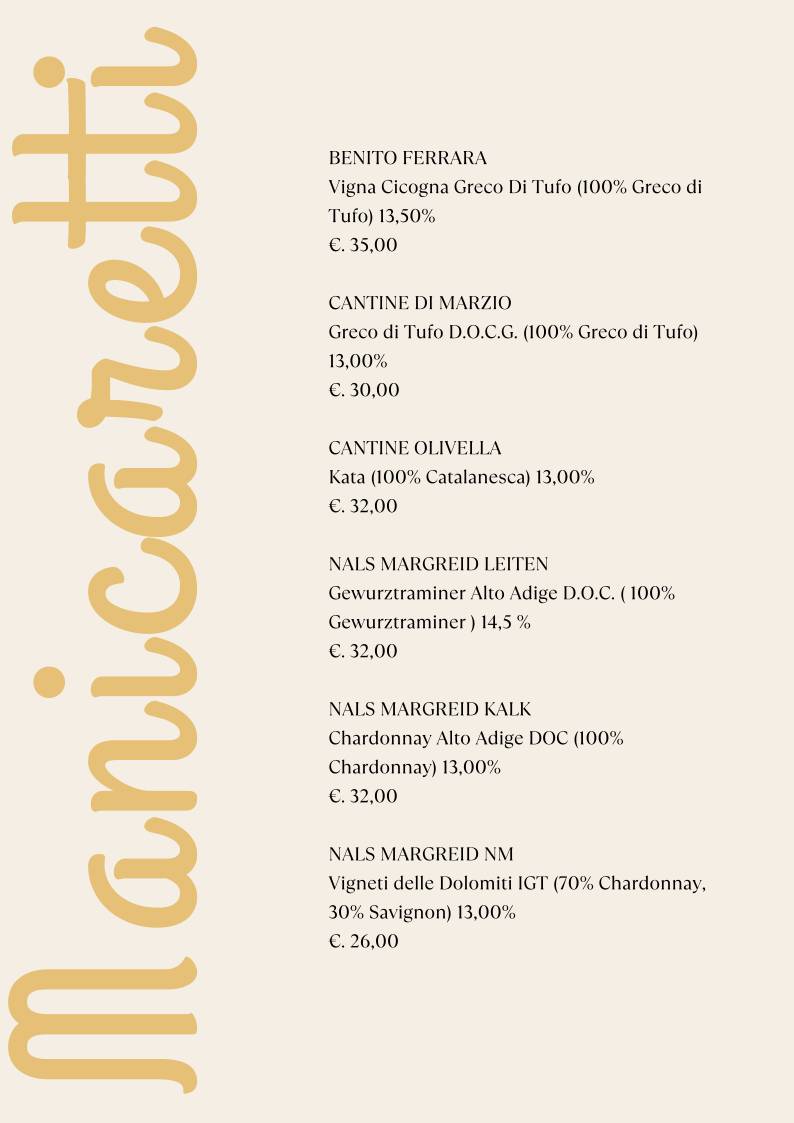 Menu di Manicaretti 