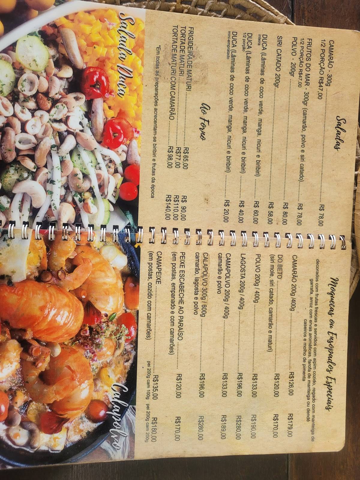 Restaurante Paraíso Tropical cardápio