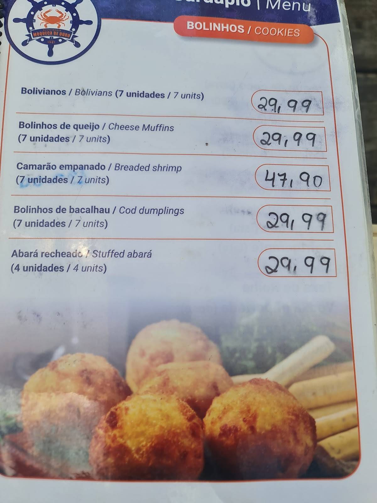 Restaurante Moqueca de Ouro cardápio