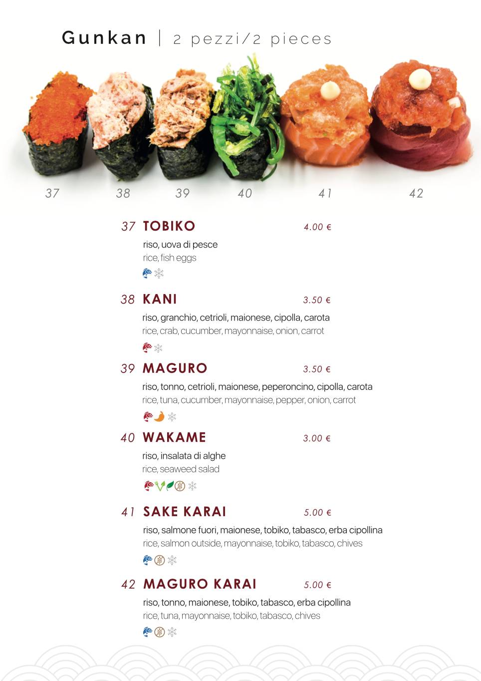 Menu di Samurai Sushi 