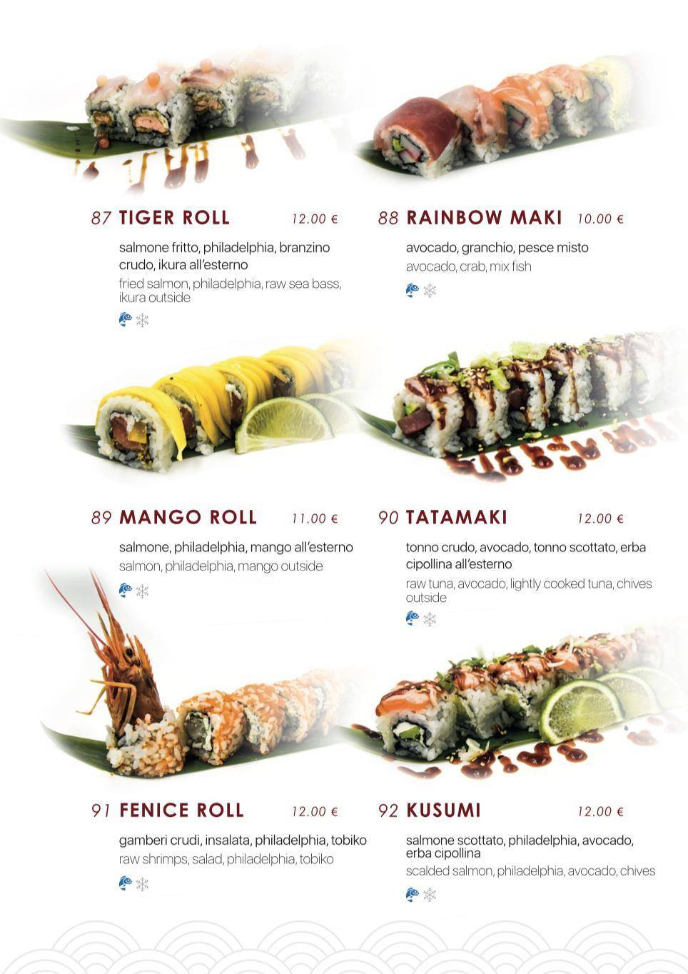 Menu di Samurai Sushi 