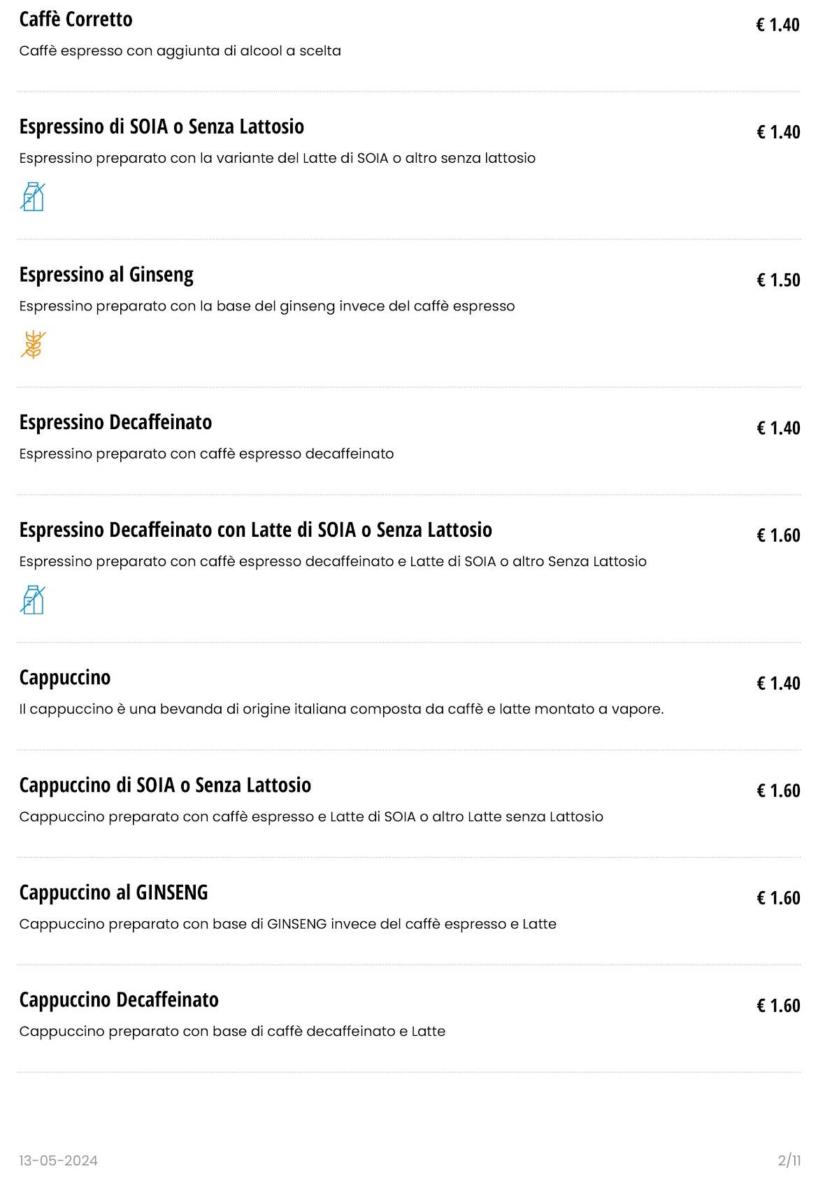 Menu di BAR ISOLA VERDE 