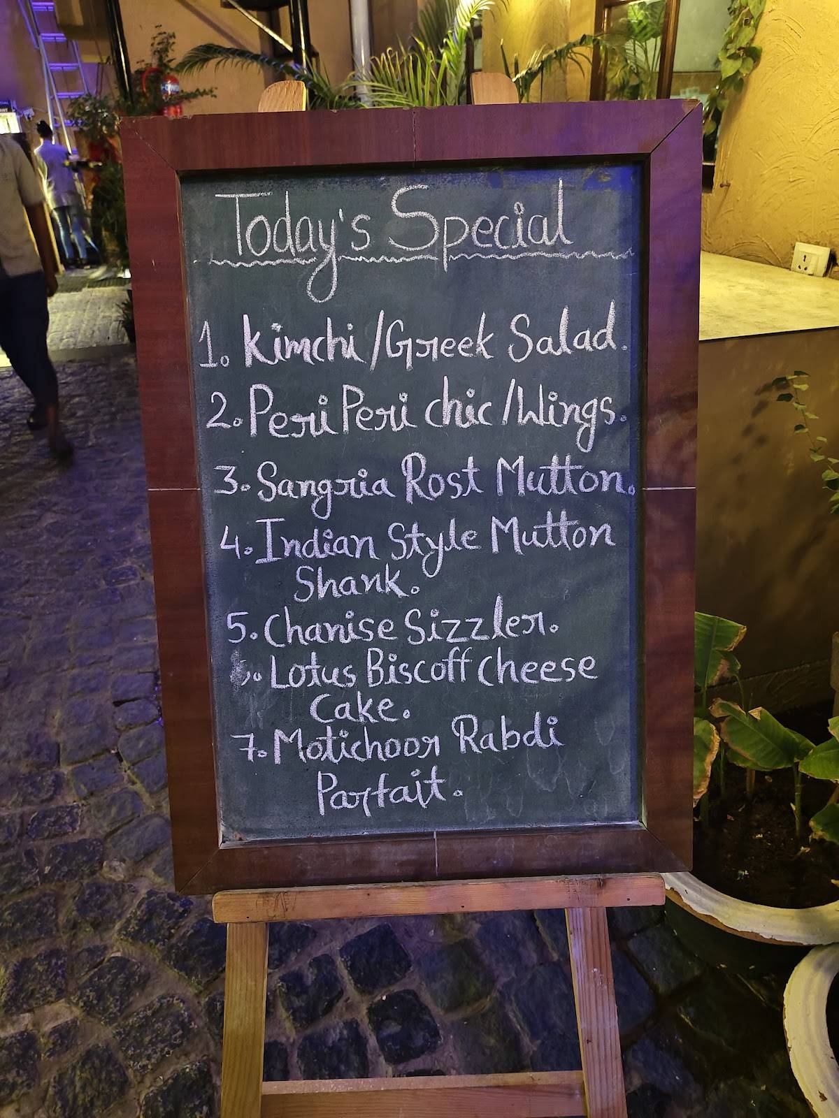 Sangria, Raipur menu