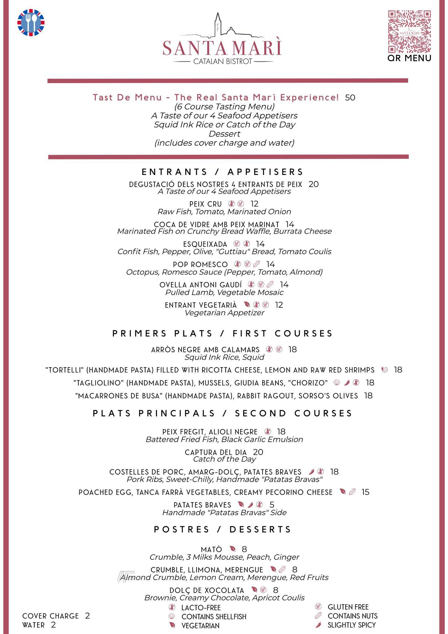 Menu di Santa Marì Catalan Bistrot 