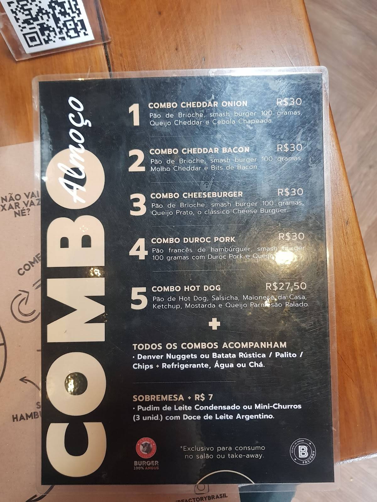 B Factory Hamburgueria cardápio