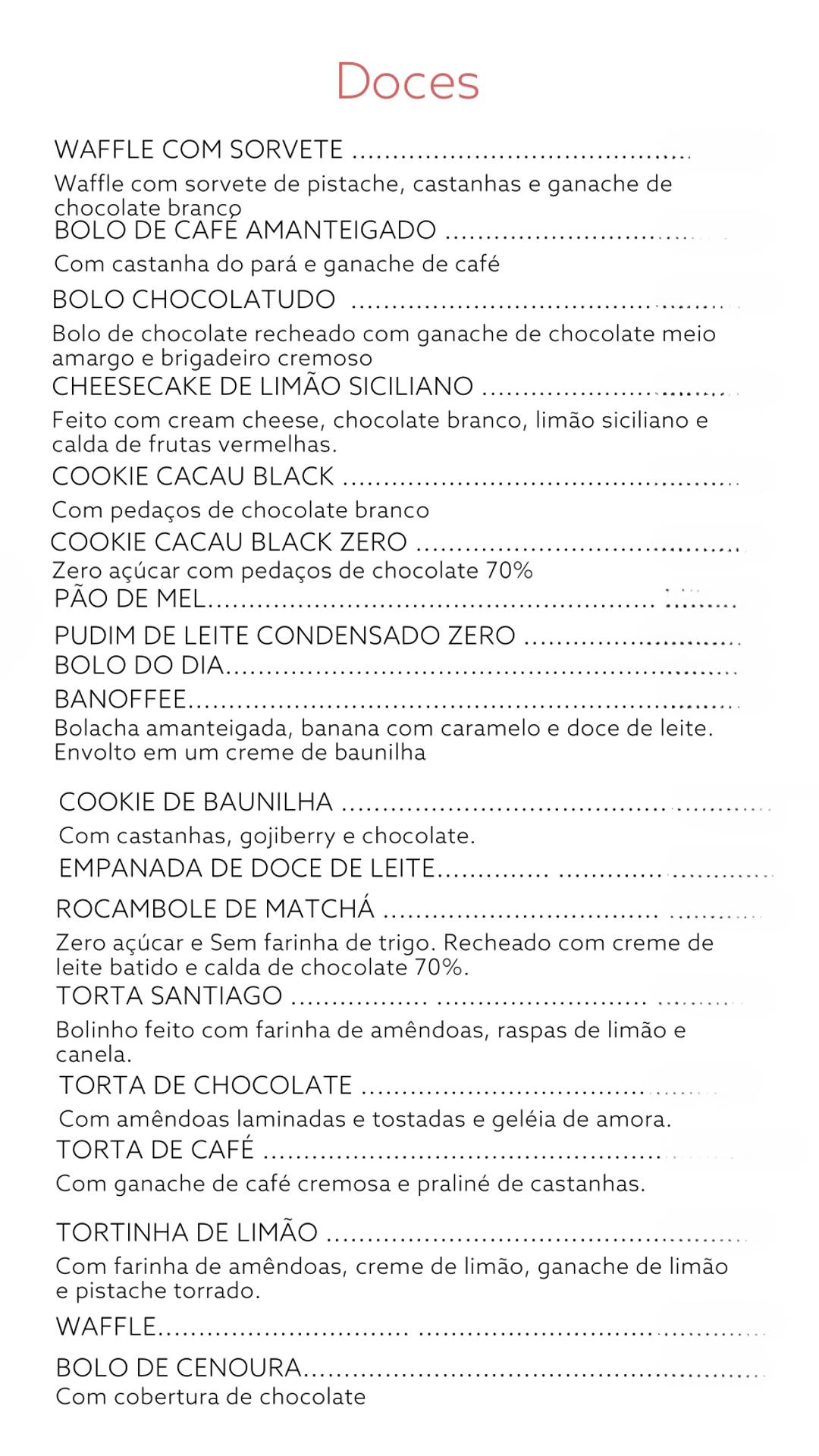 Casa 44 Café cardápio