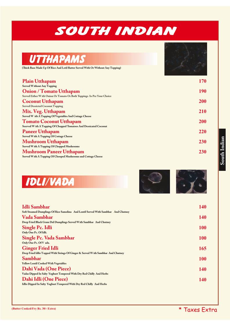 Santushti Vegetarian Restaurant menu
