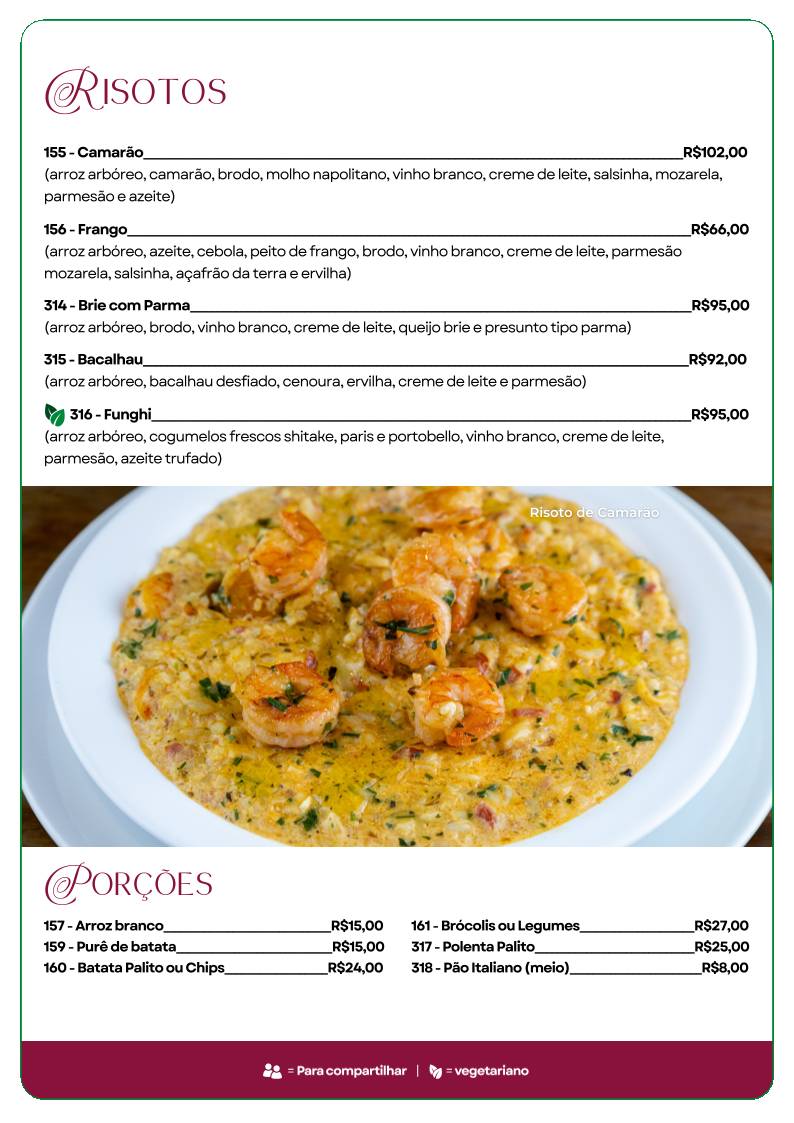 Moscatel Osteria cardápio