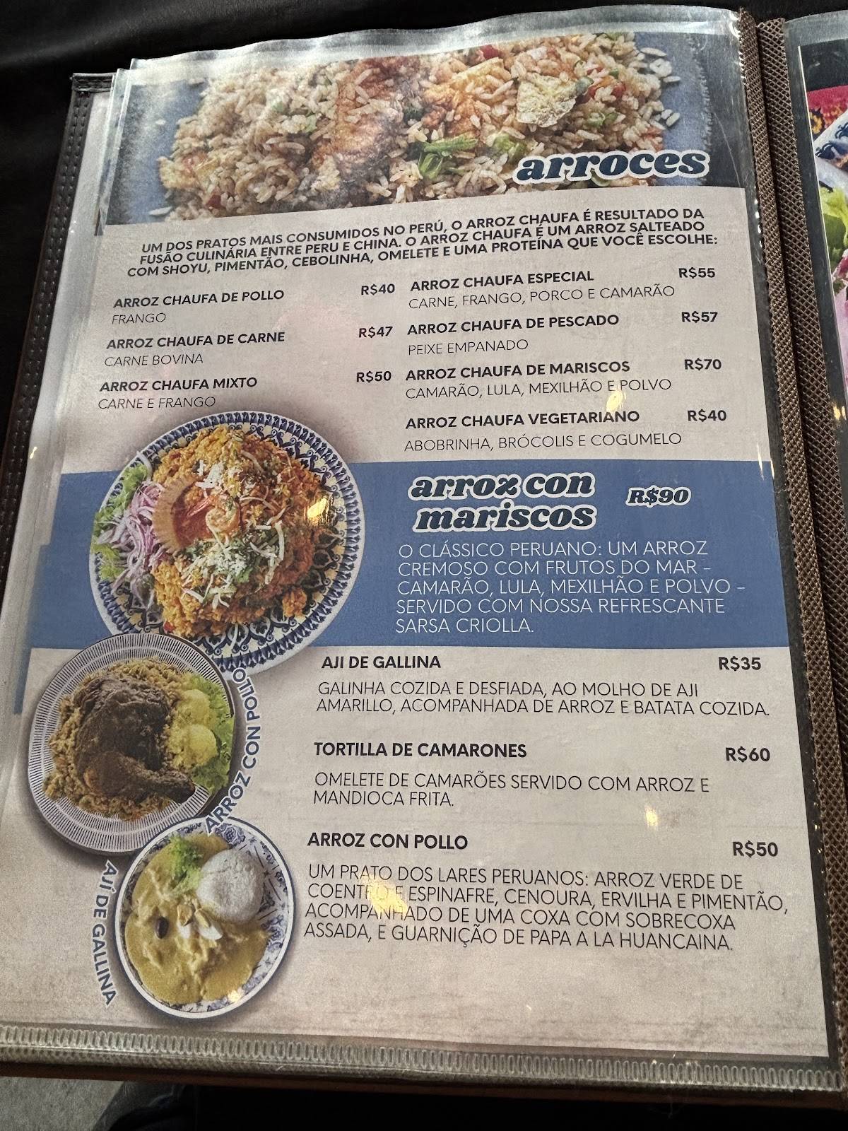 Punto Peru Culinária Peruana cardápio