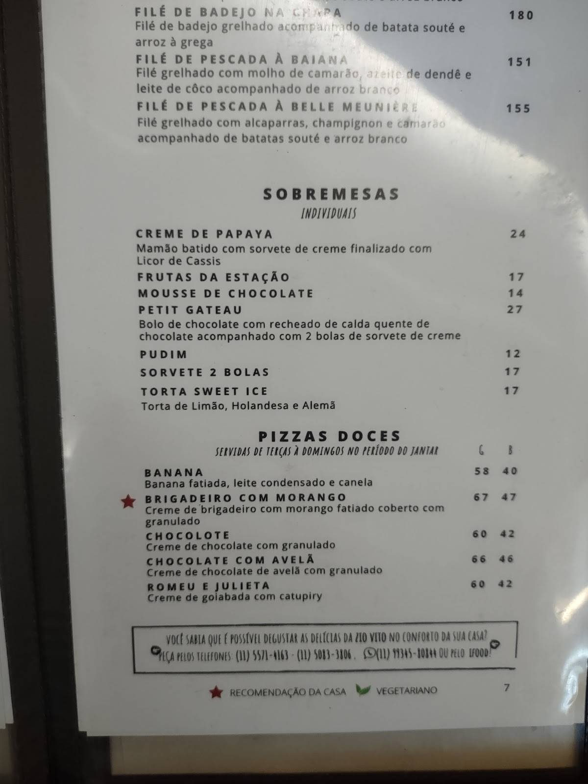 Zio Vito Pizza e Pasta cardápio