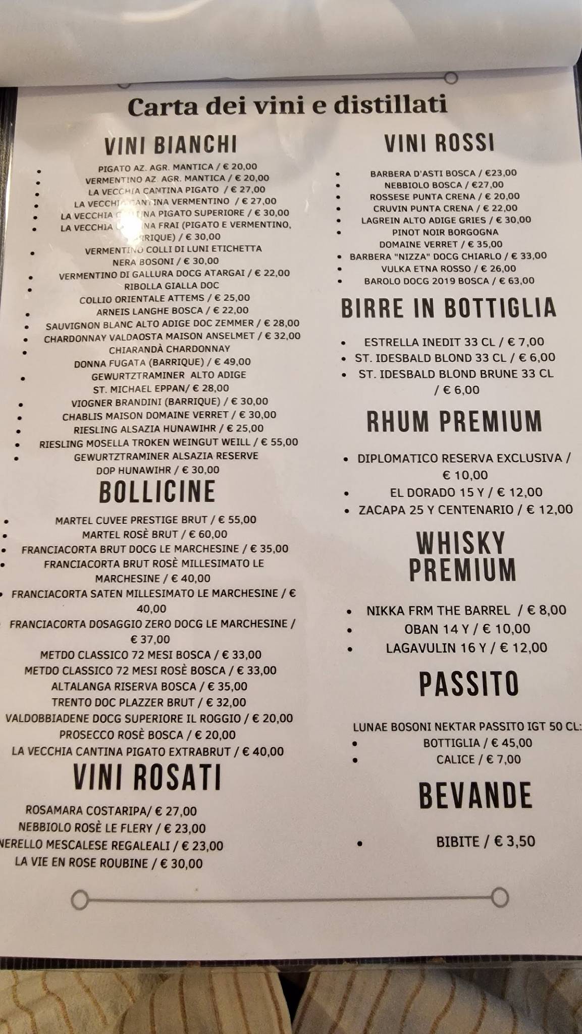 Menu di Sapore di Mare 