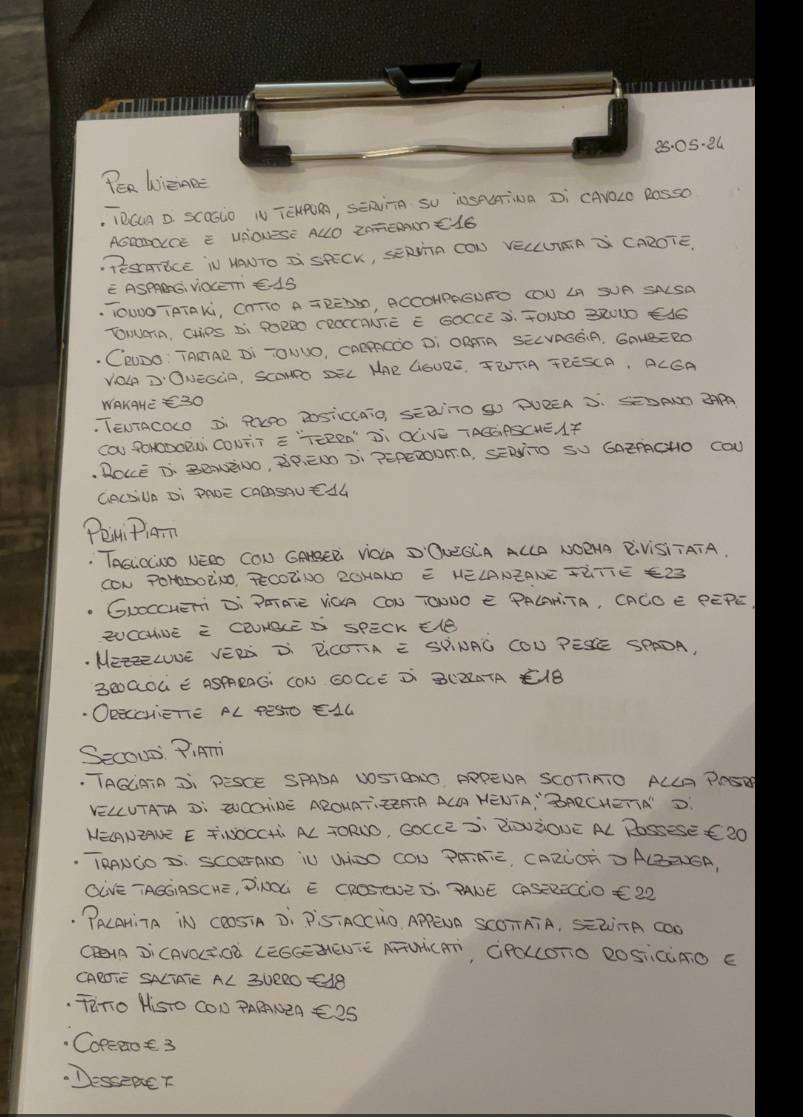 Menu di Sapore di Mare 