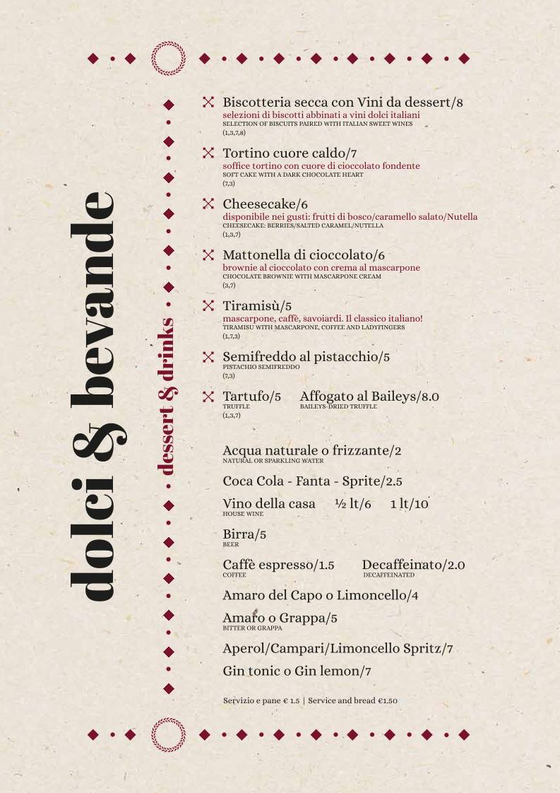 Menu di Sapore di Roma Fonte Meravigliosa 