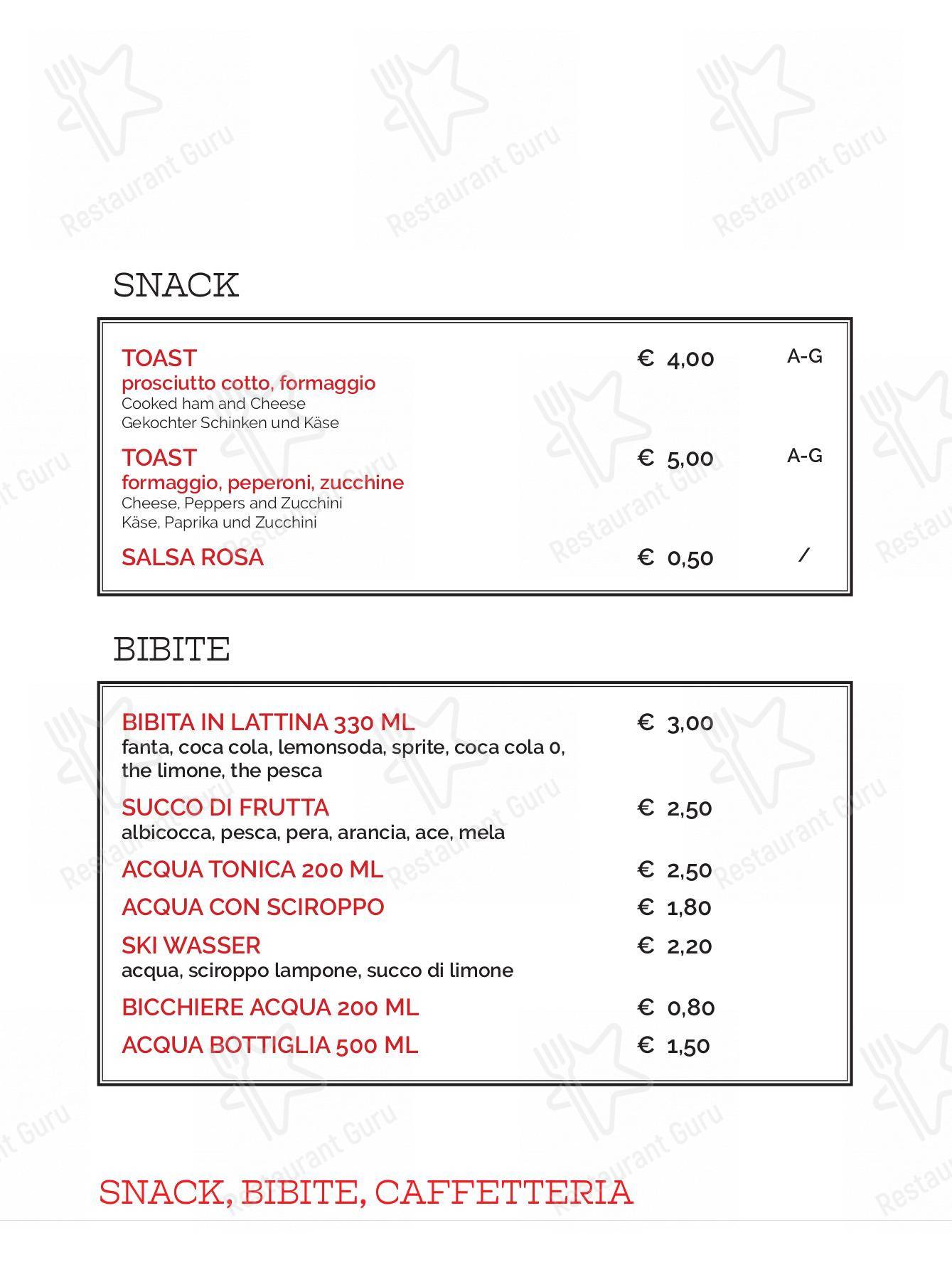 Takeaway Menu per SKIBAR SAPPADA RISTORANTE PIZZERIA HAMBURGERIA GOURMET asporto in Sappada