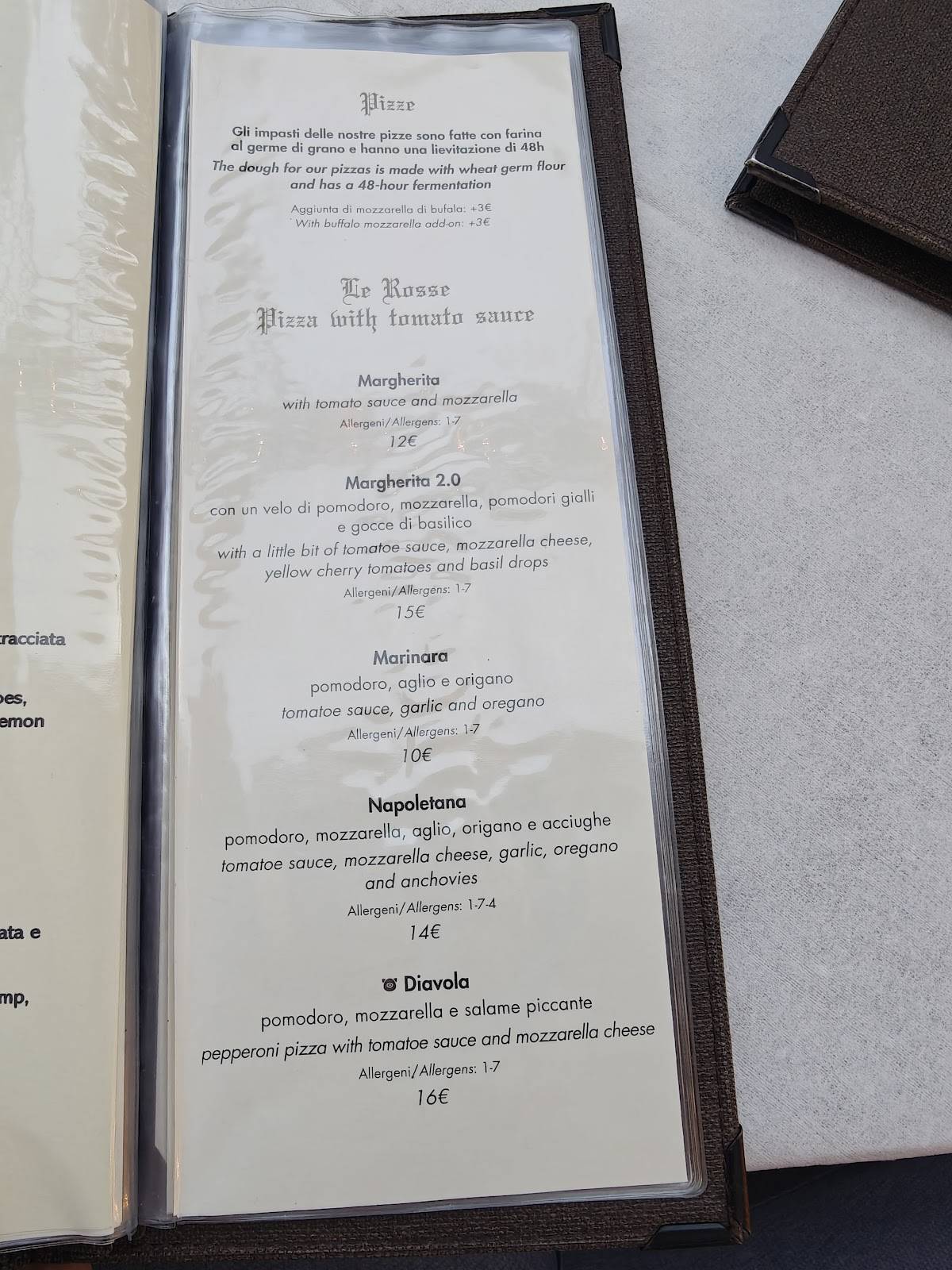 Menu di Saraceno d'Oro 