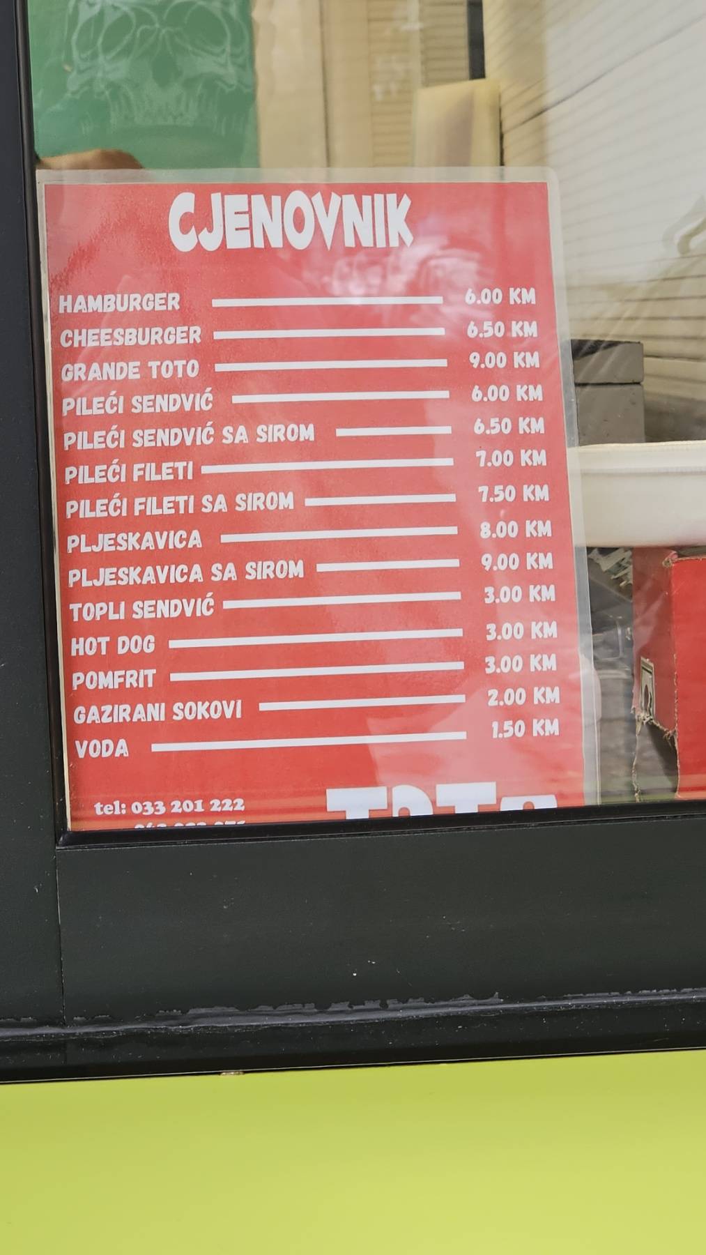 Menu de TOTO Fast Food