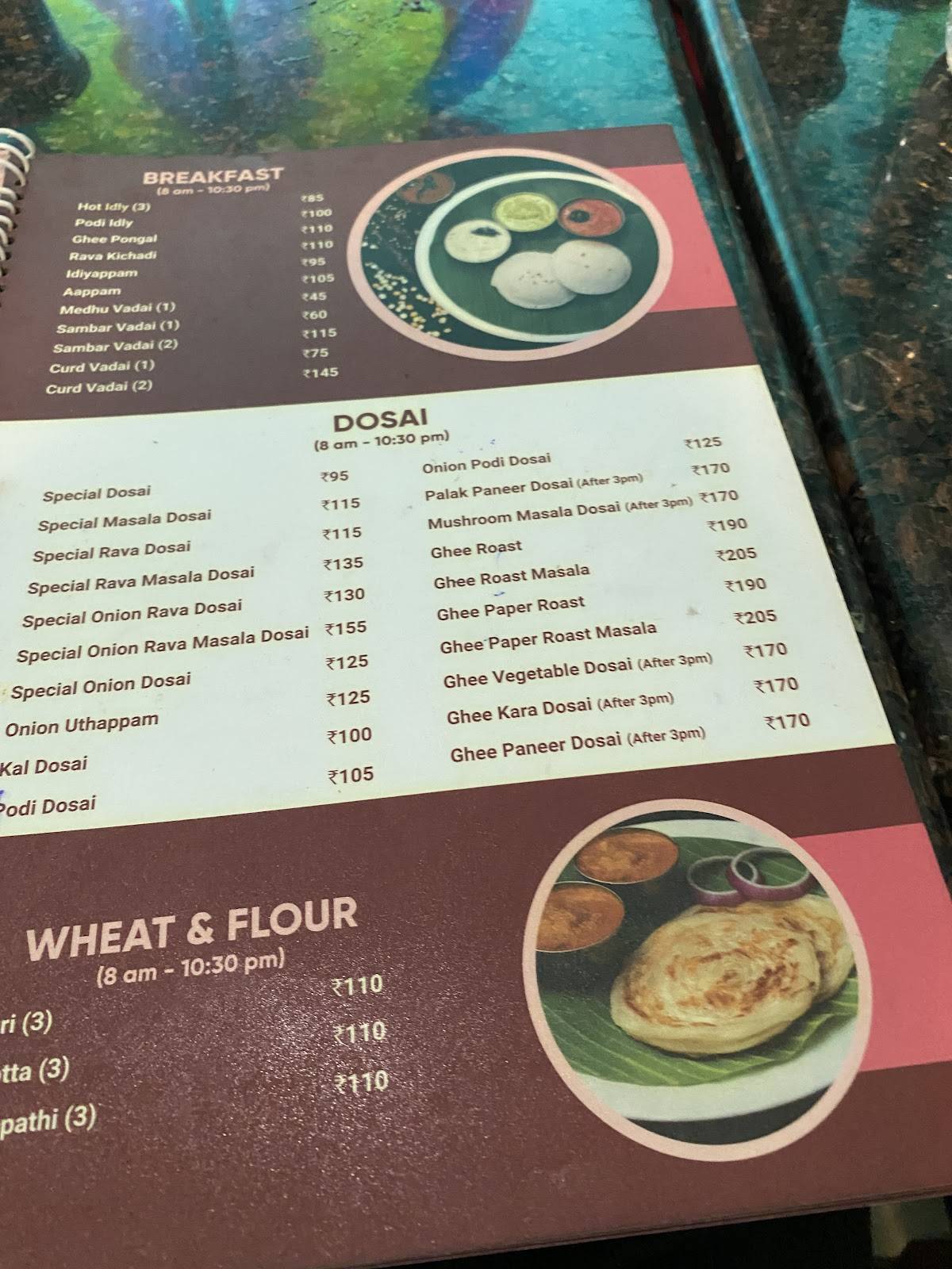 Saravana Bhavan menu