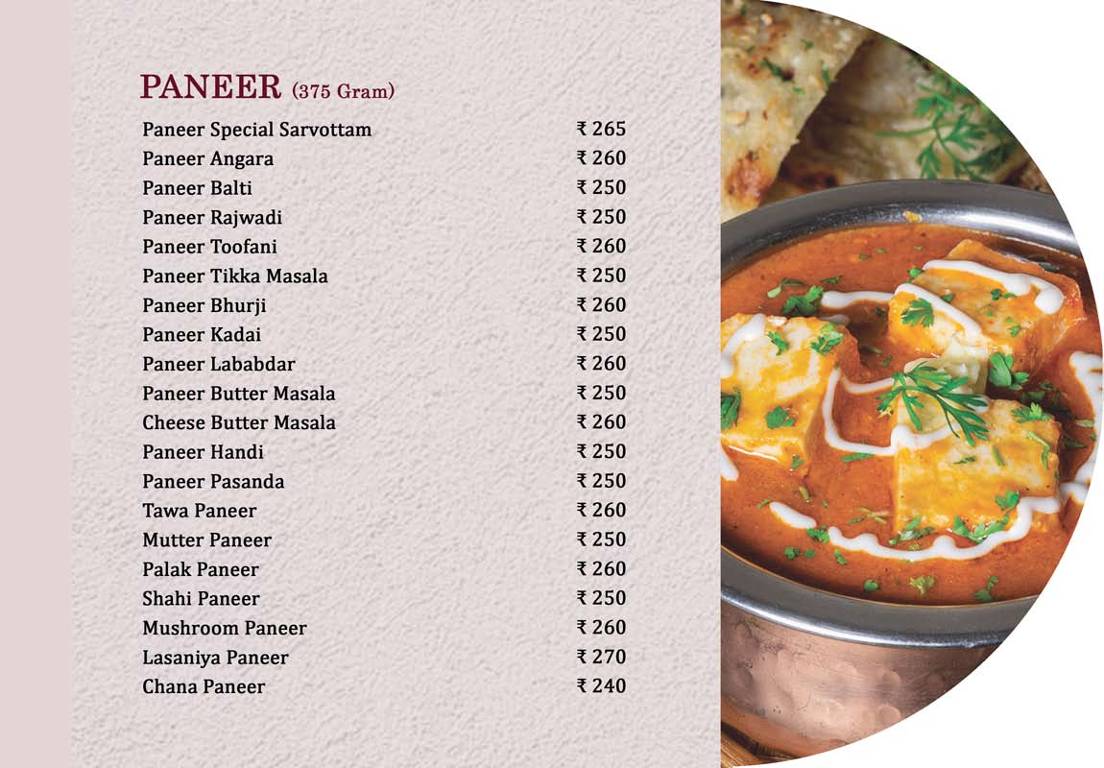 Sarvottam Restaurant menu