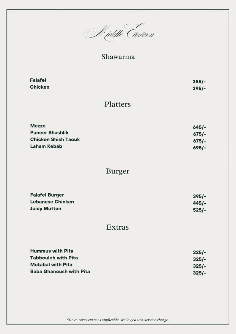 Savanna Sky Lounge & Bar menu