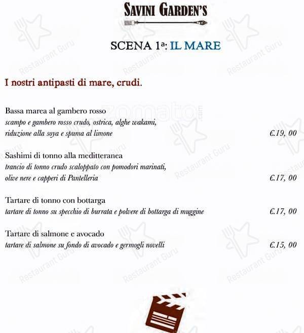 Menu di Savini Garden's 