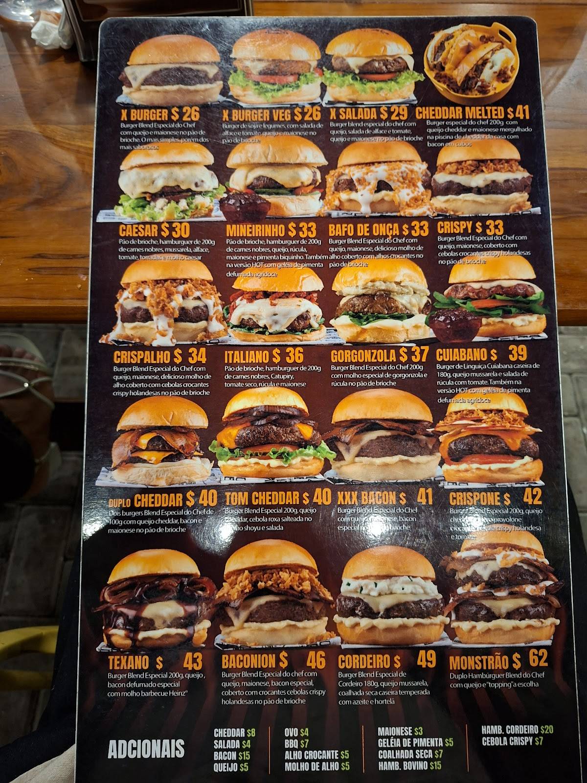 School Bus Burger cardápio