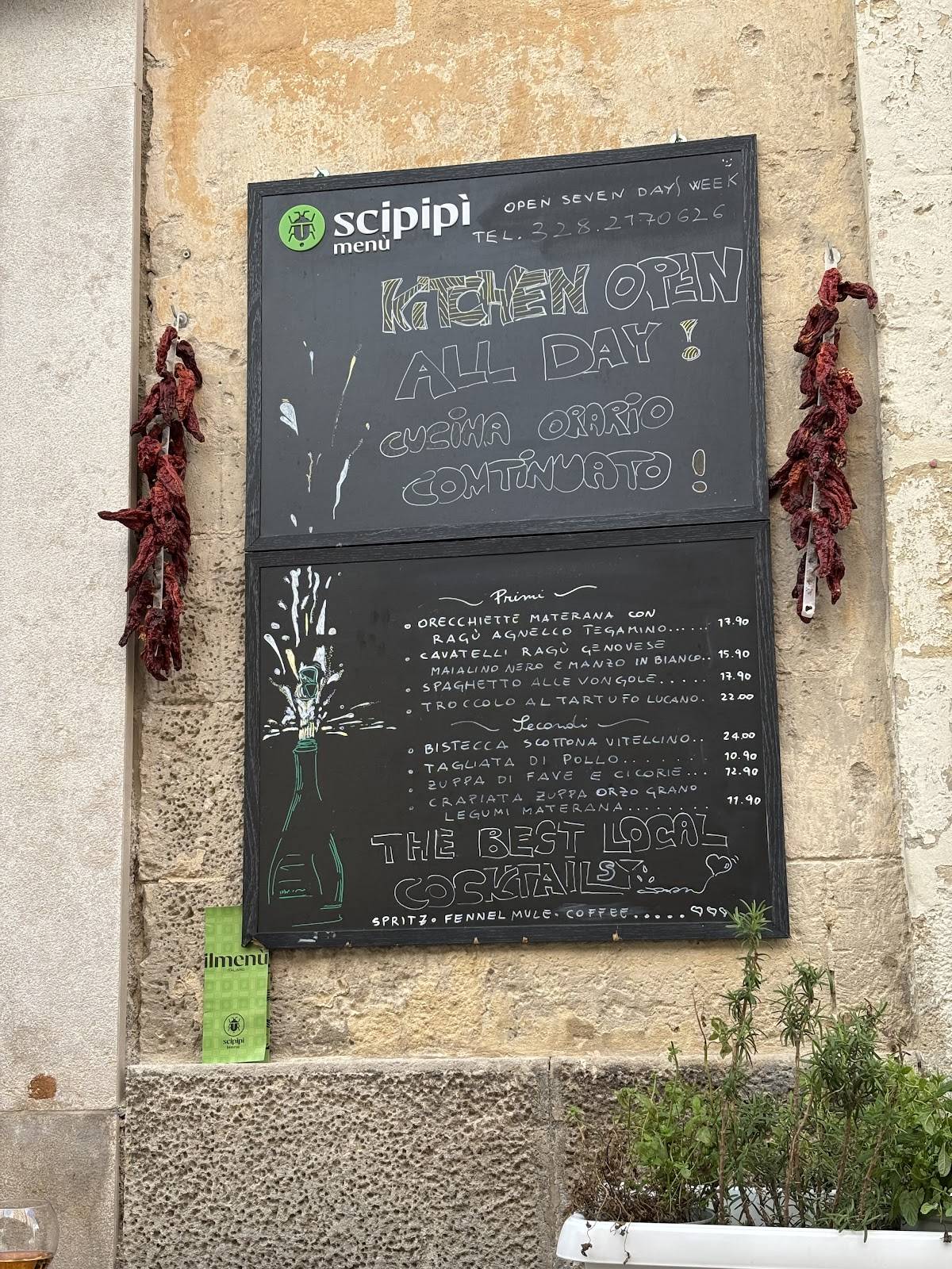 Menu di Scipipì Bistrot Matera 