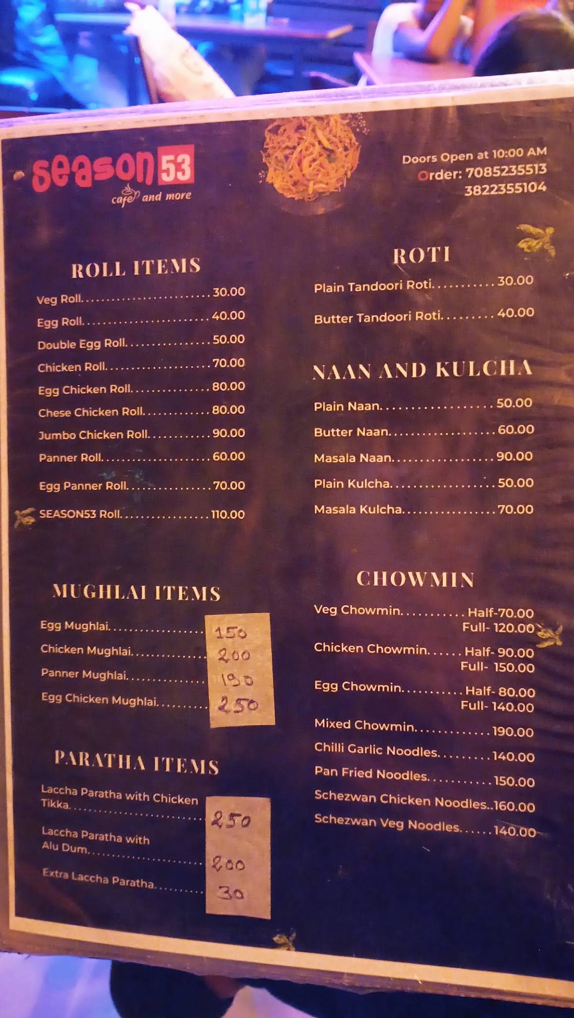 Season 53 Restaurant menu