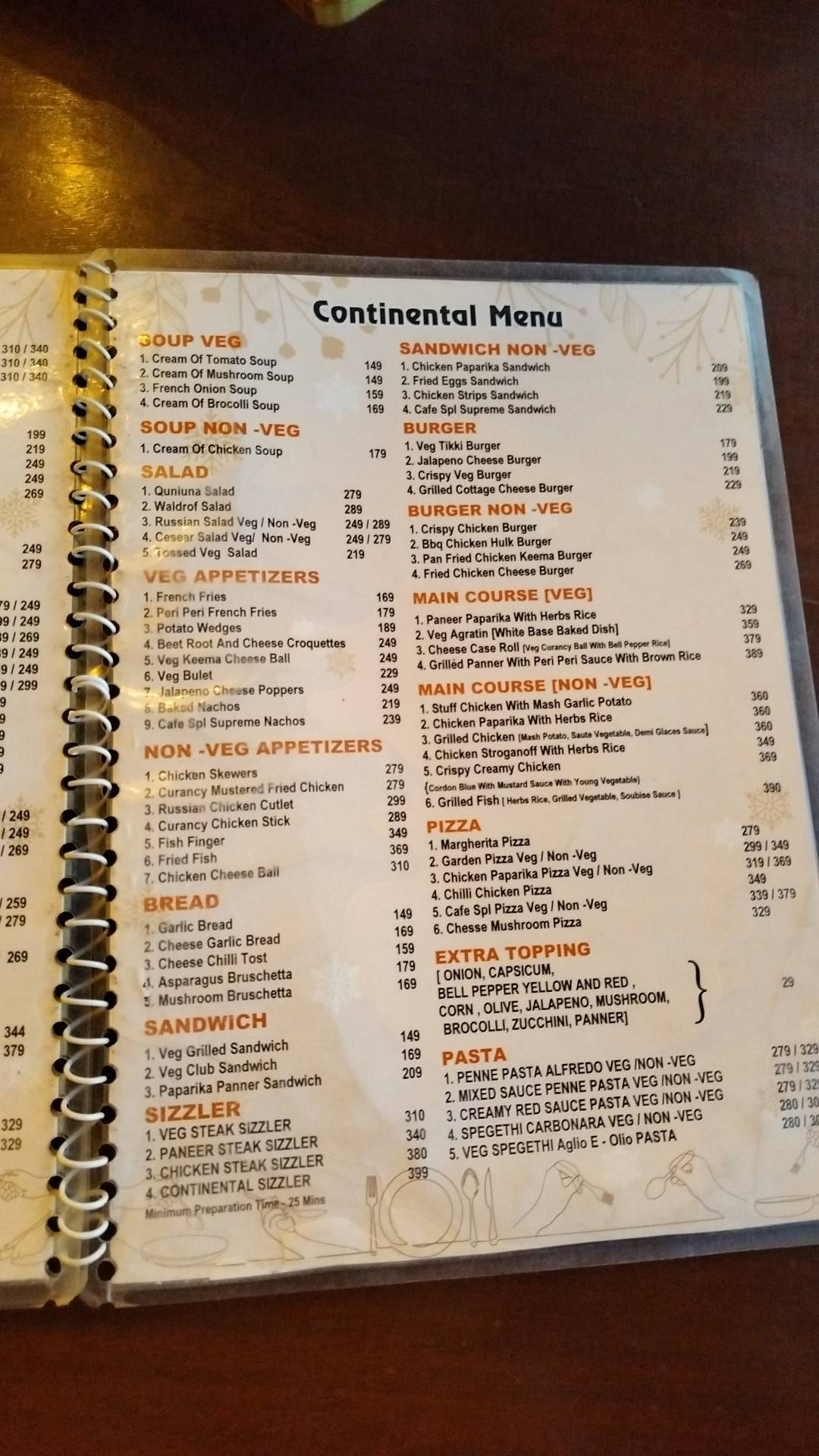 Backyard Cafe menu