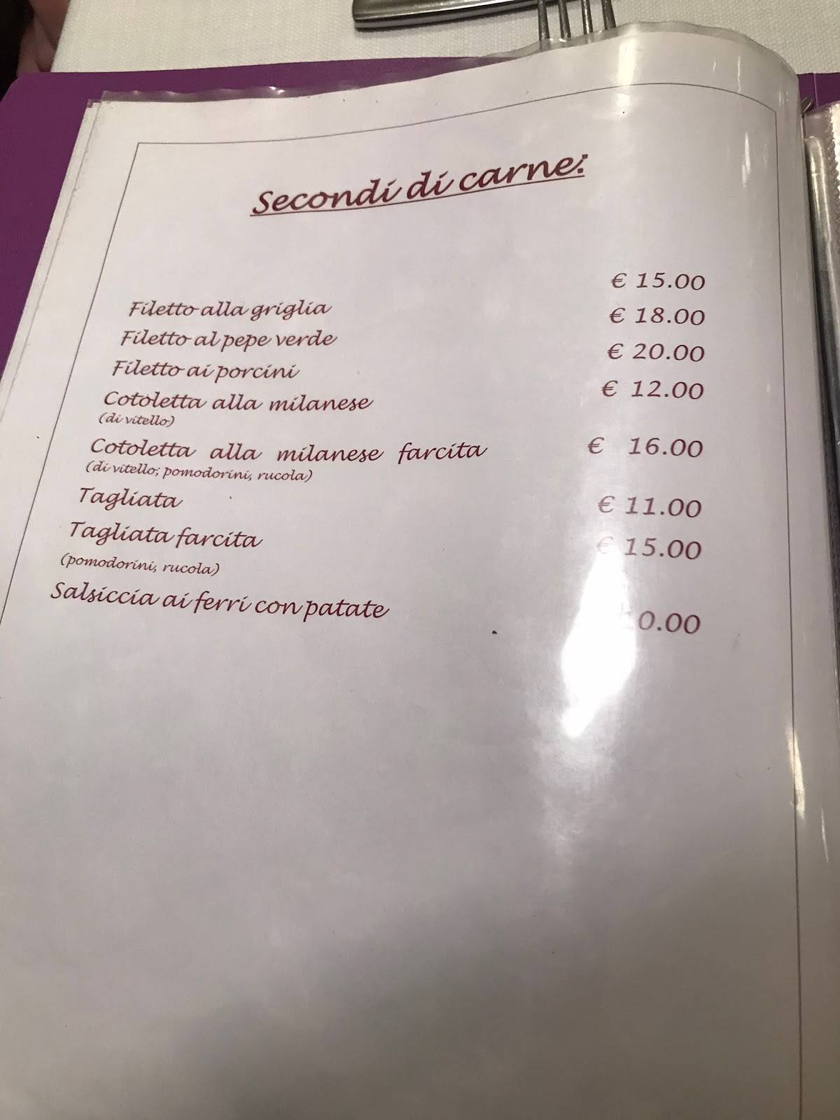 Menu di Ponte Vecchio 