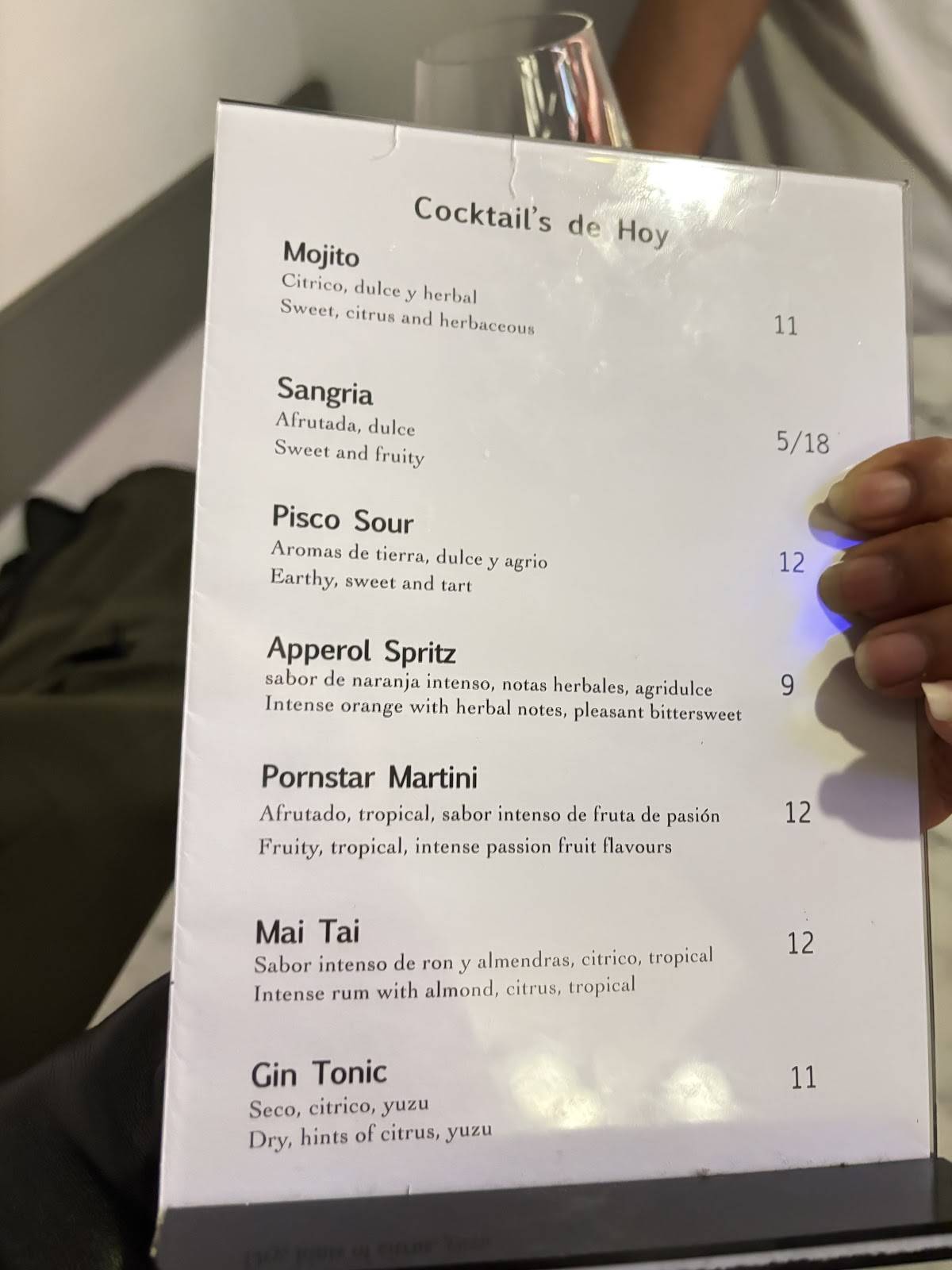 Carta de SENSE SENY Restaurante Barcelona, Barcelona