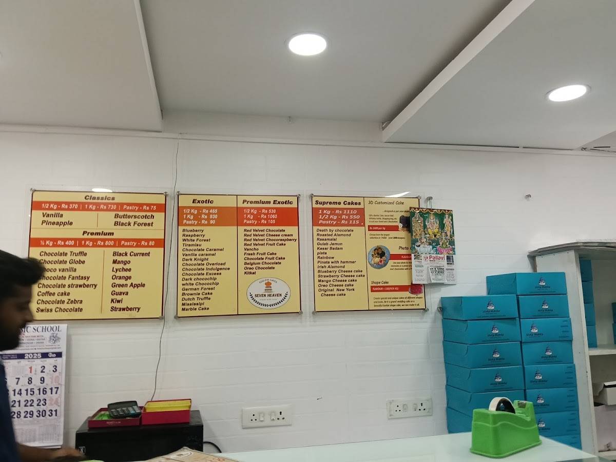 Seven Heaven Cakes Hosur menu