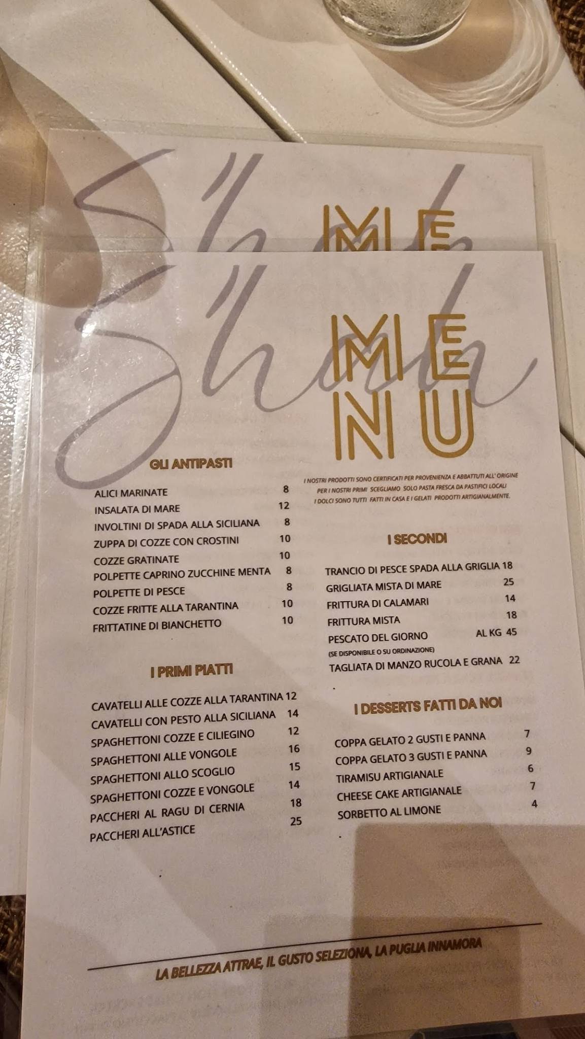 Menu di Shah Ristorante Lounge Bar 