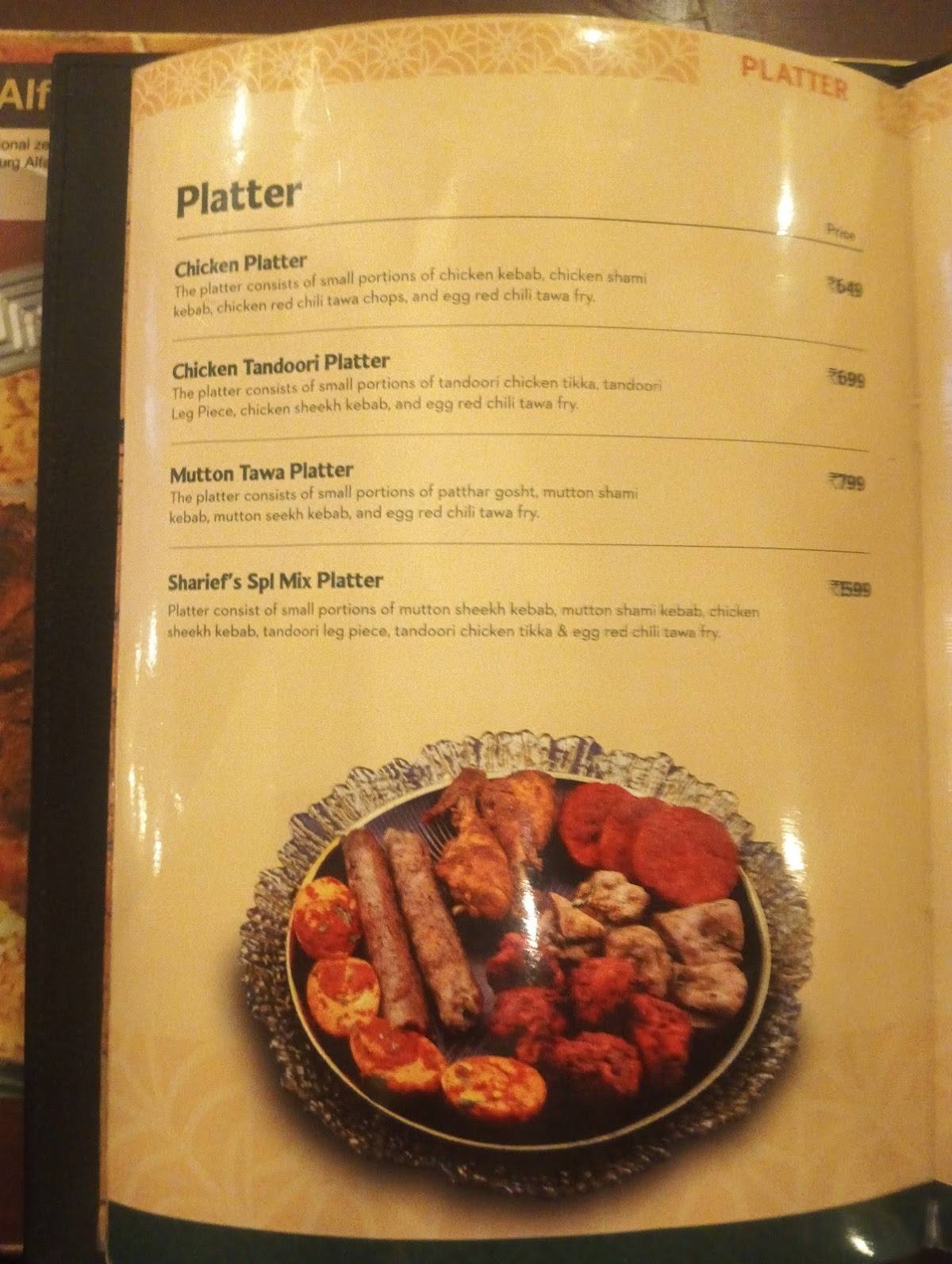 Sharief Bhai Biryani Koramangala menu