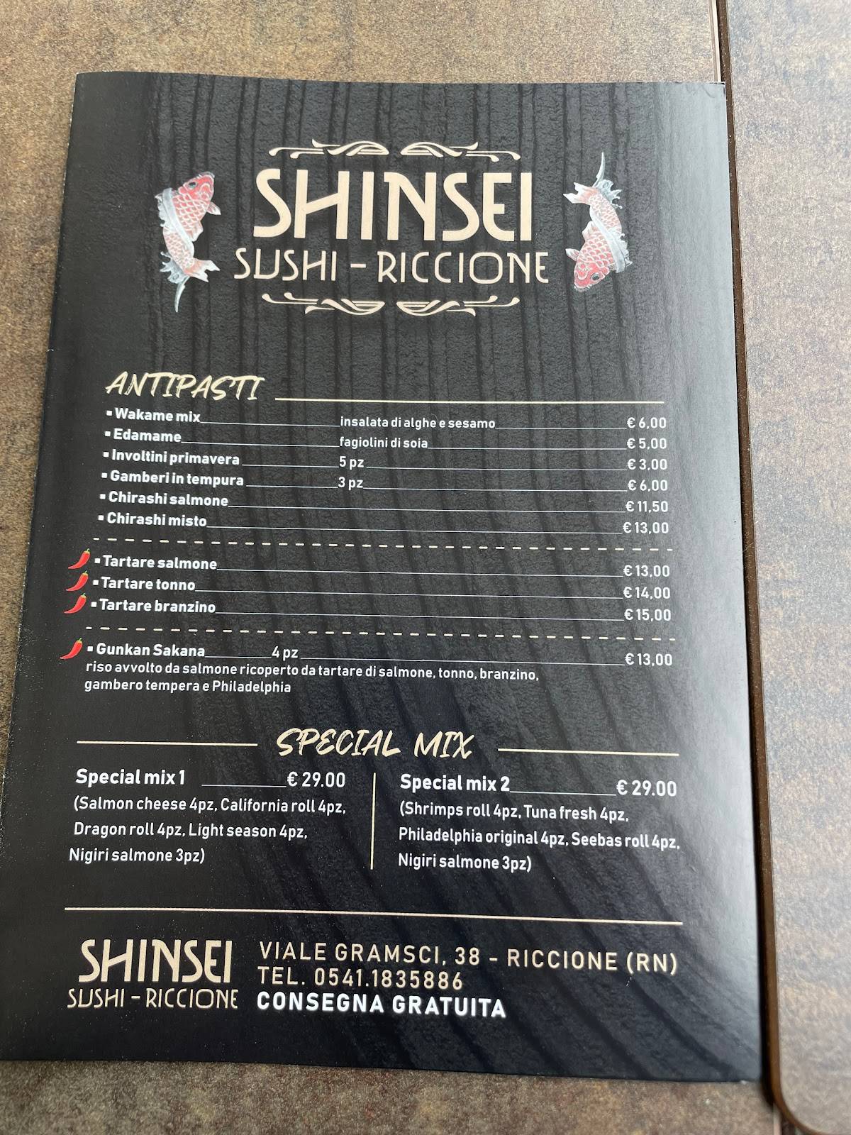 Menu di Shinsei Sushi Riccione 
