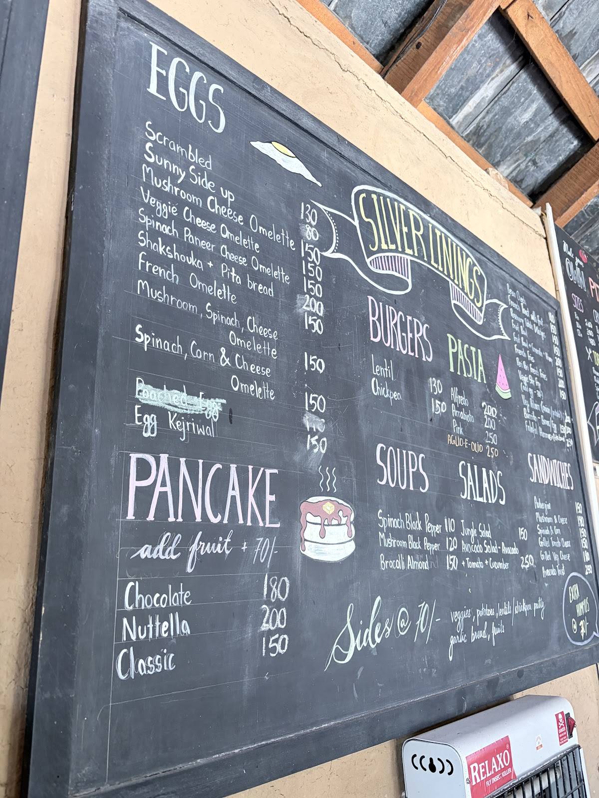 Silver Linings Cafe menu